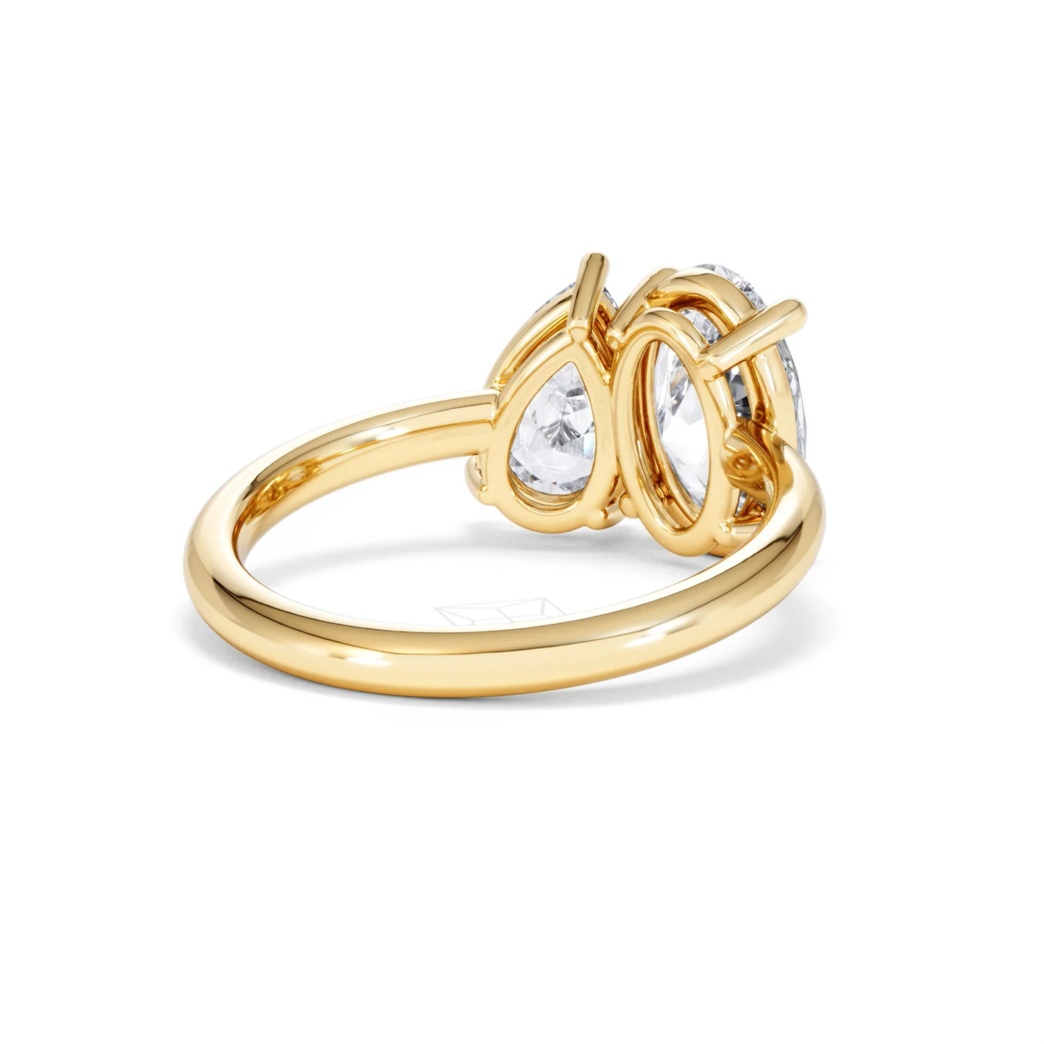 Toi Et Moi 3.00ct Oval and Pear Cut Lab Diamond Engagement Ring in 18K Yellow Gold - Image 43