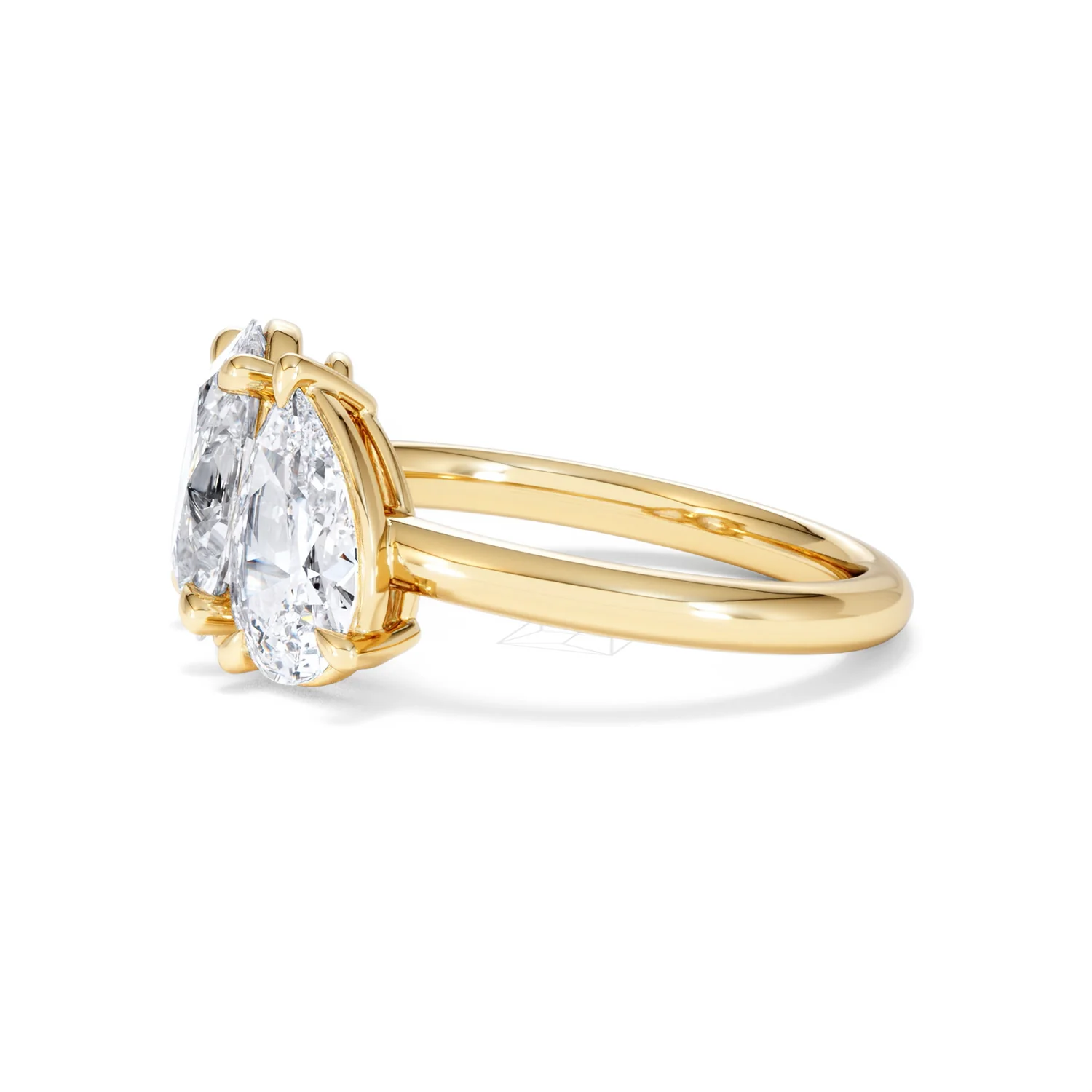 Toi Et Moi 3.00ct Oval and Pear Cut Lab Diamond Engagement Ring in 18K Yellow Gold - Image 74