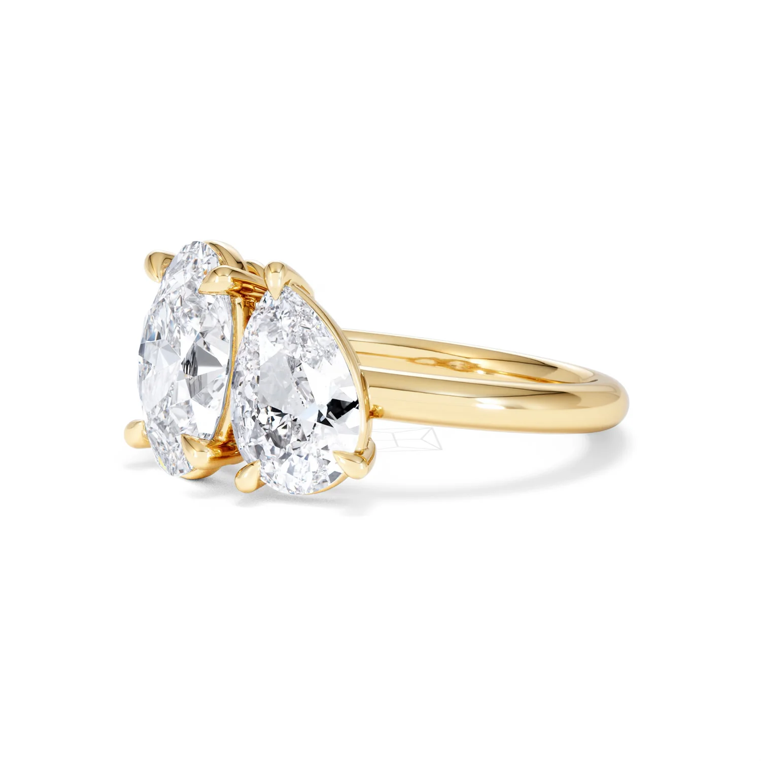 Toi Et Moi 3.00ct Oval and Pear Cut Lab Diamond Engagement Ring in 18K Yellow Gold - Image 80