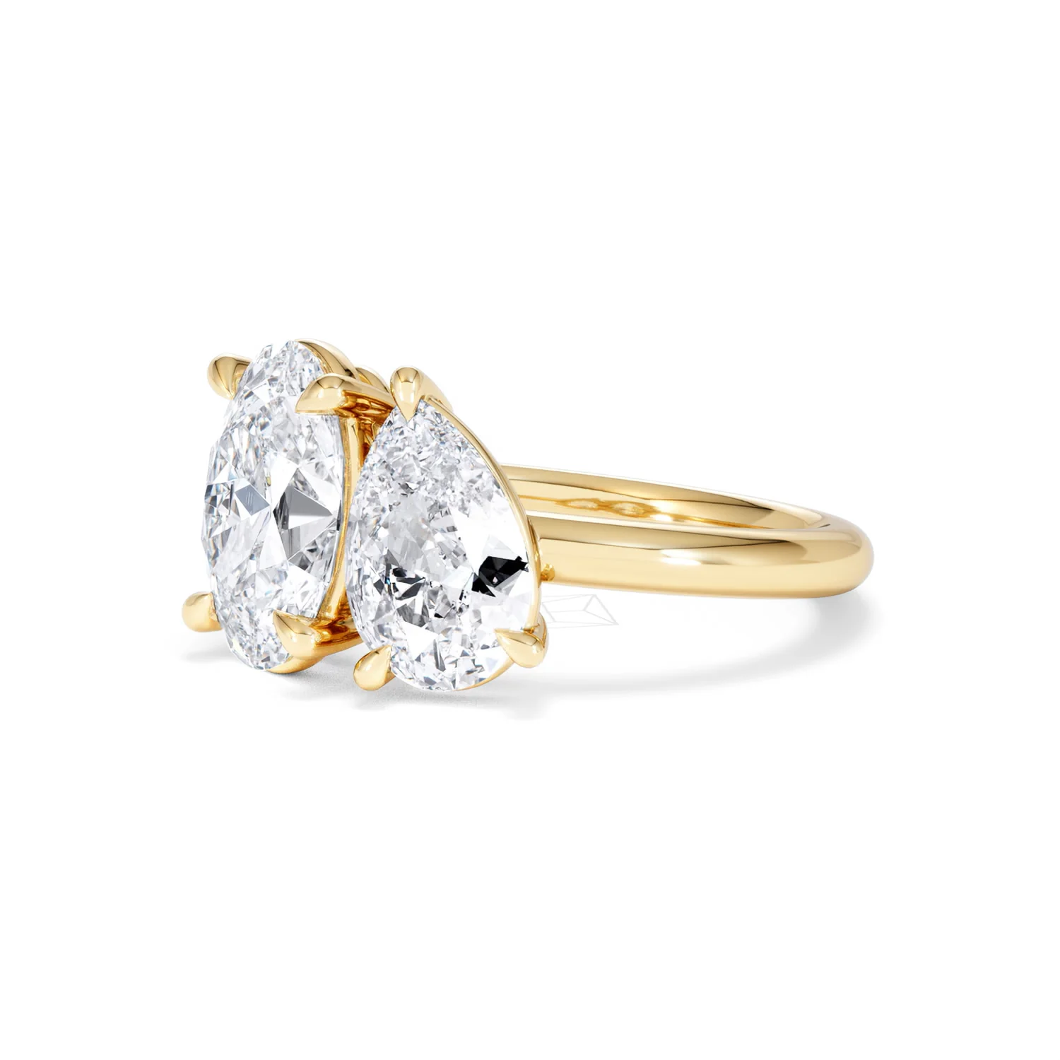 Toi Et Moi 3.00ct Oval and Pear Cut Lab Diamond Engagement Ring in 18K Yellow Gold - Image 81