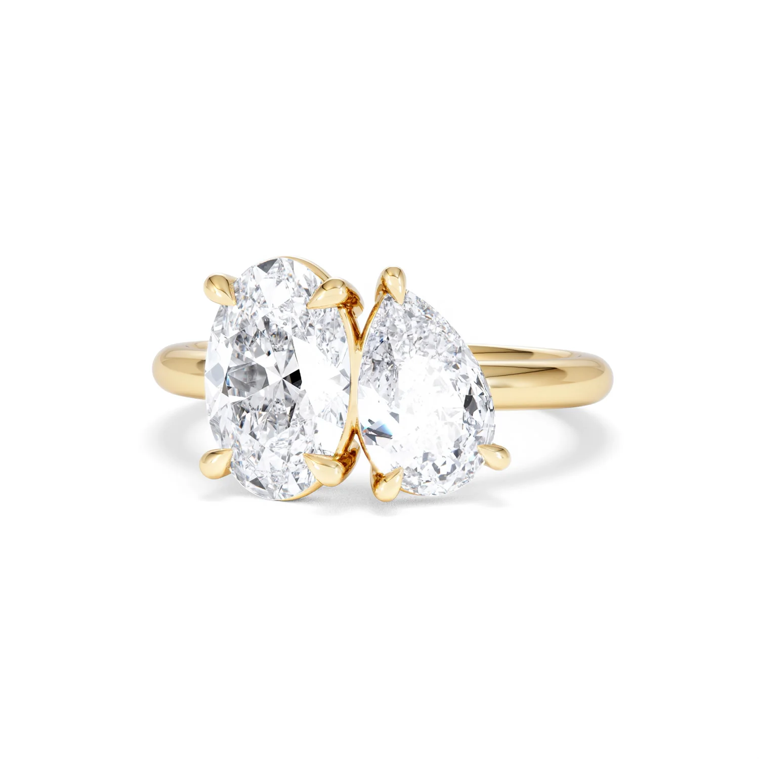 Toi Et Moi 3.00ct Oval and Pear Cut Lab Diamond Engagement Ring in 18K Yellow Gold - Image 87