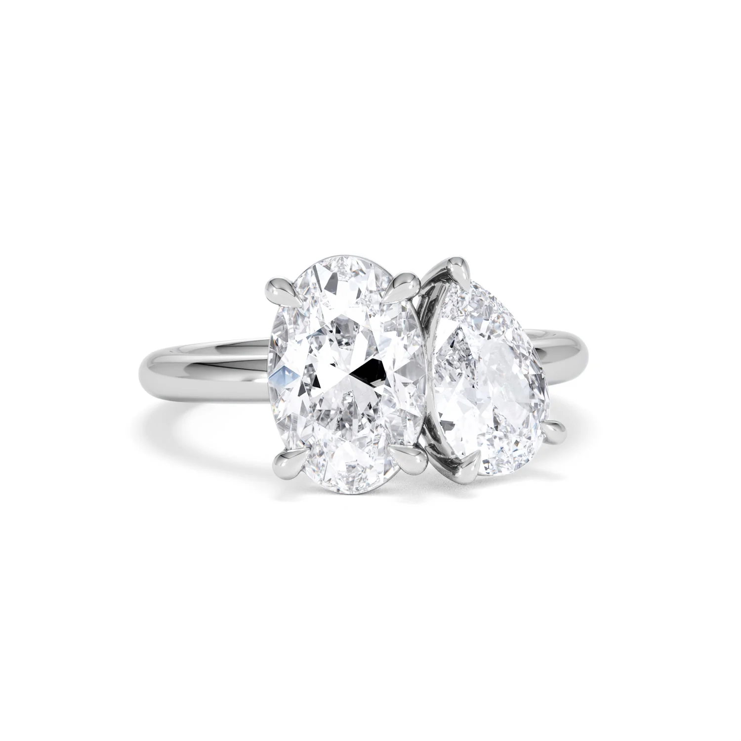 Toi Et Moi 3.00ct Oval and Pear Cut Lab Diamond Engagement Ring in Platinum - Image 12