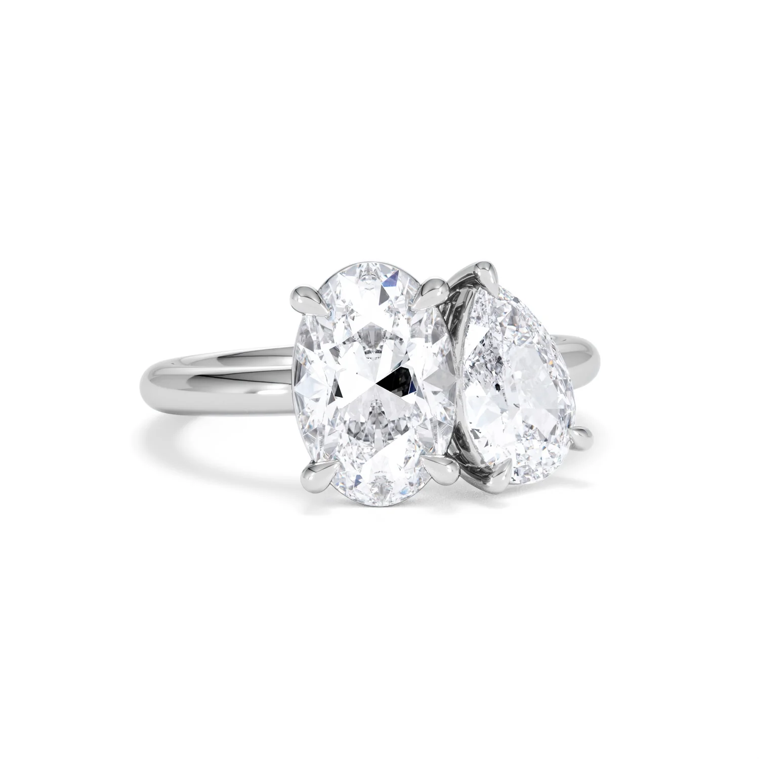 Toi Et Moi 3.00ct Oval and Pear Cut Lab Diamond Engagement Ring in Platinum - Image 13