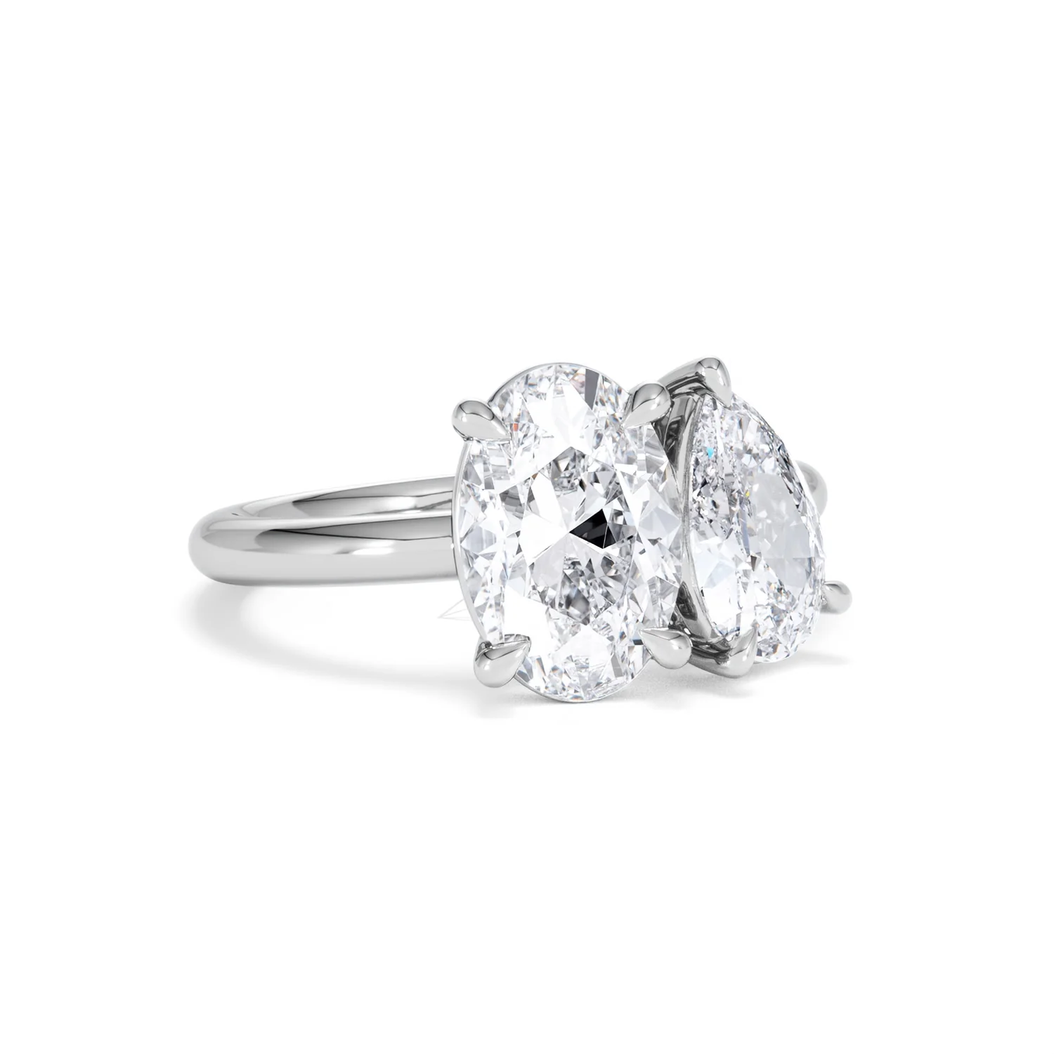 Toi Et Moi 3.00ct Oval and Pear Cut Lab Diamond Engagement Ring in Platinum - Image 15