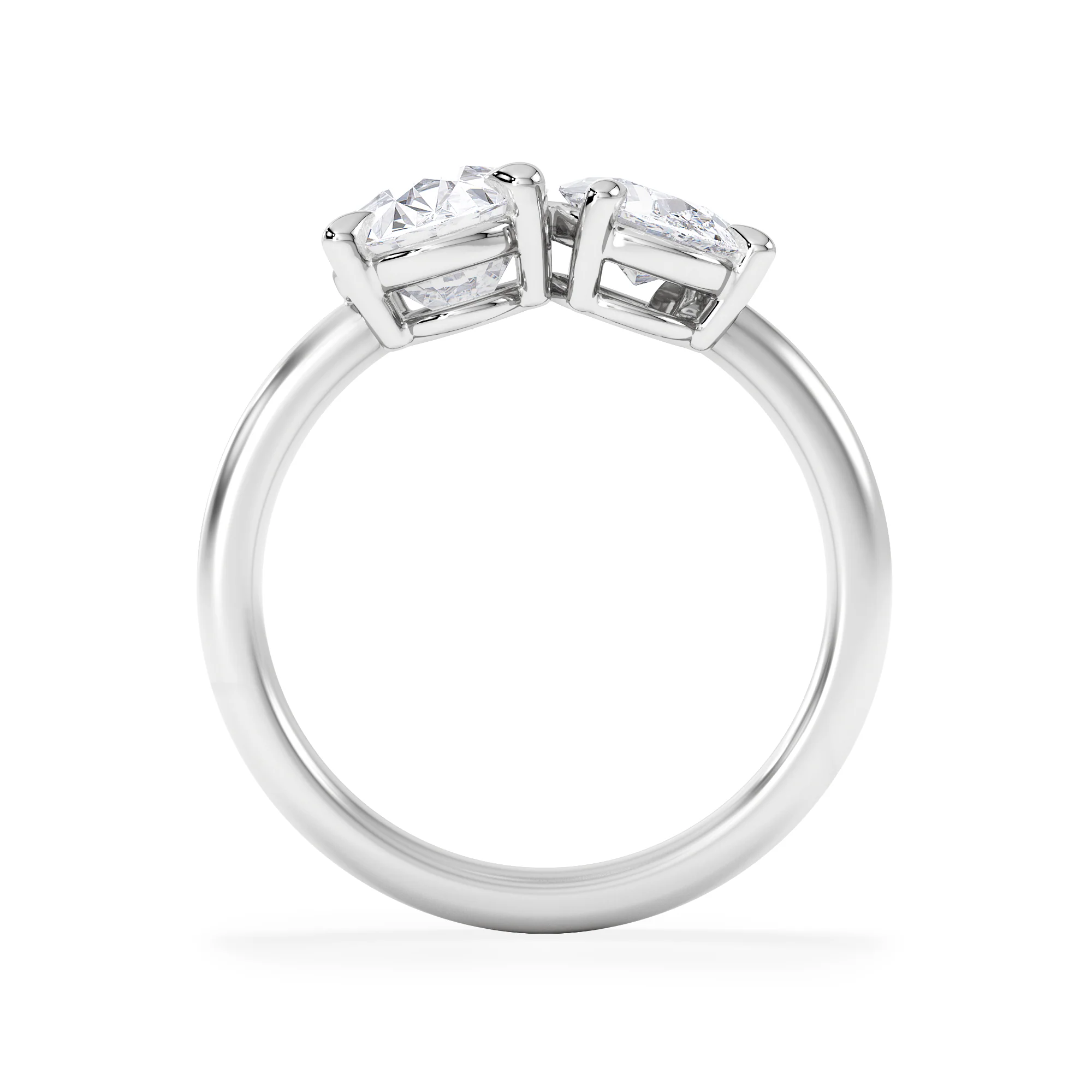 Toi Et Moi 3.00ct Oval and Pear Cut Lab Diamond Engagement Ring in Platinum - Image 3