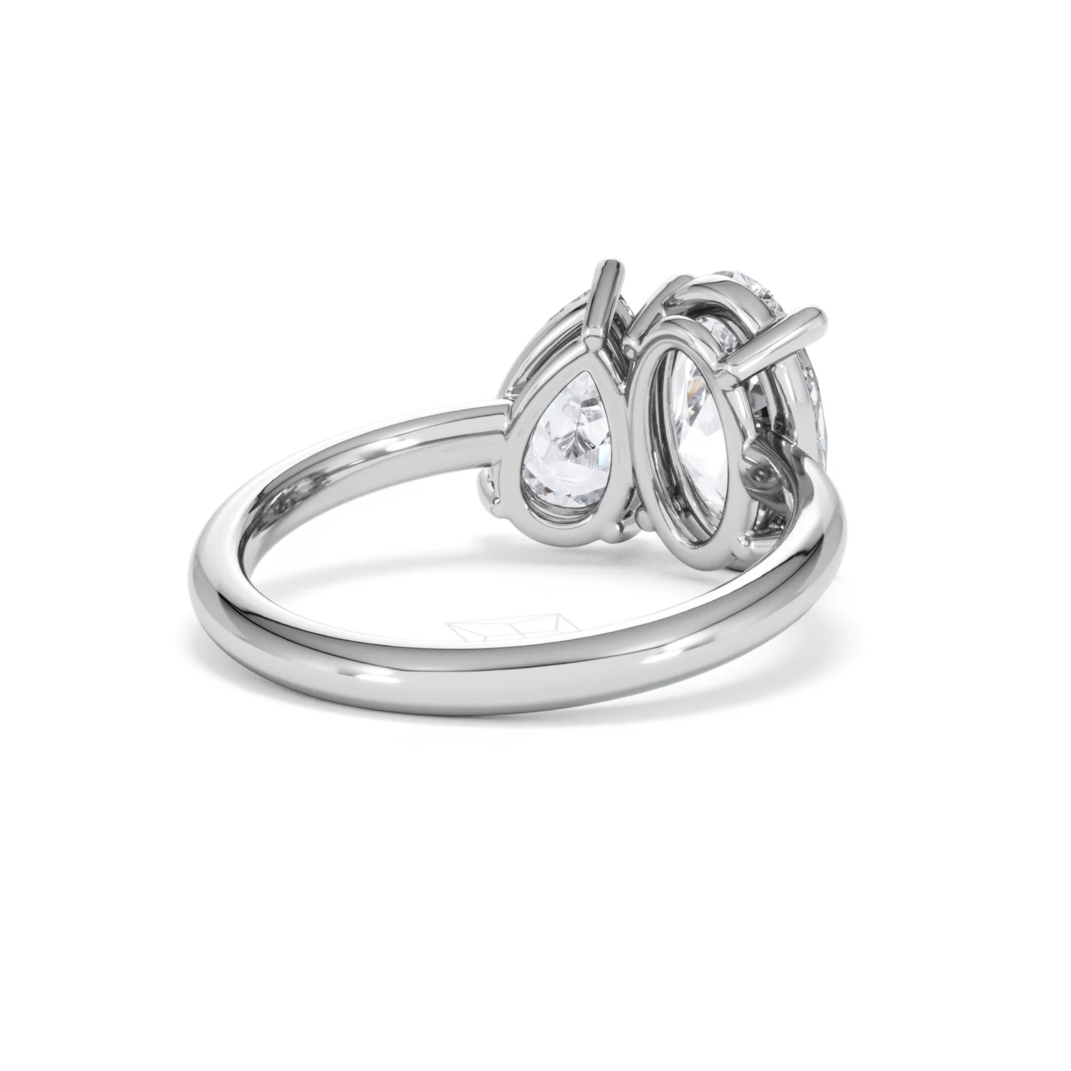 Toi Et Moi 3.00ct Oval and Pear Cut Lab Diamond Engagement Ring in Platinum - Image 43
