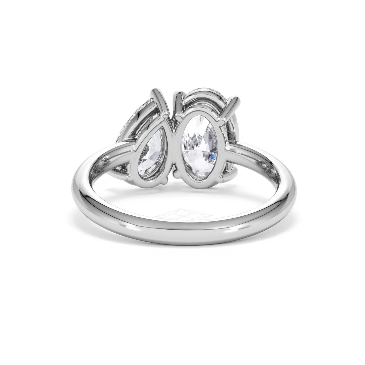 Toi Et Moi 3.00ct Oval and Pear Cut Lab Diamond Engagement Ring in Platinum - Image 50