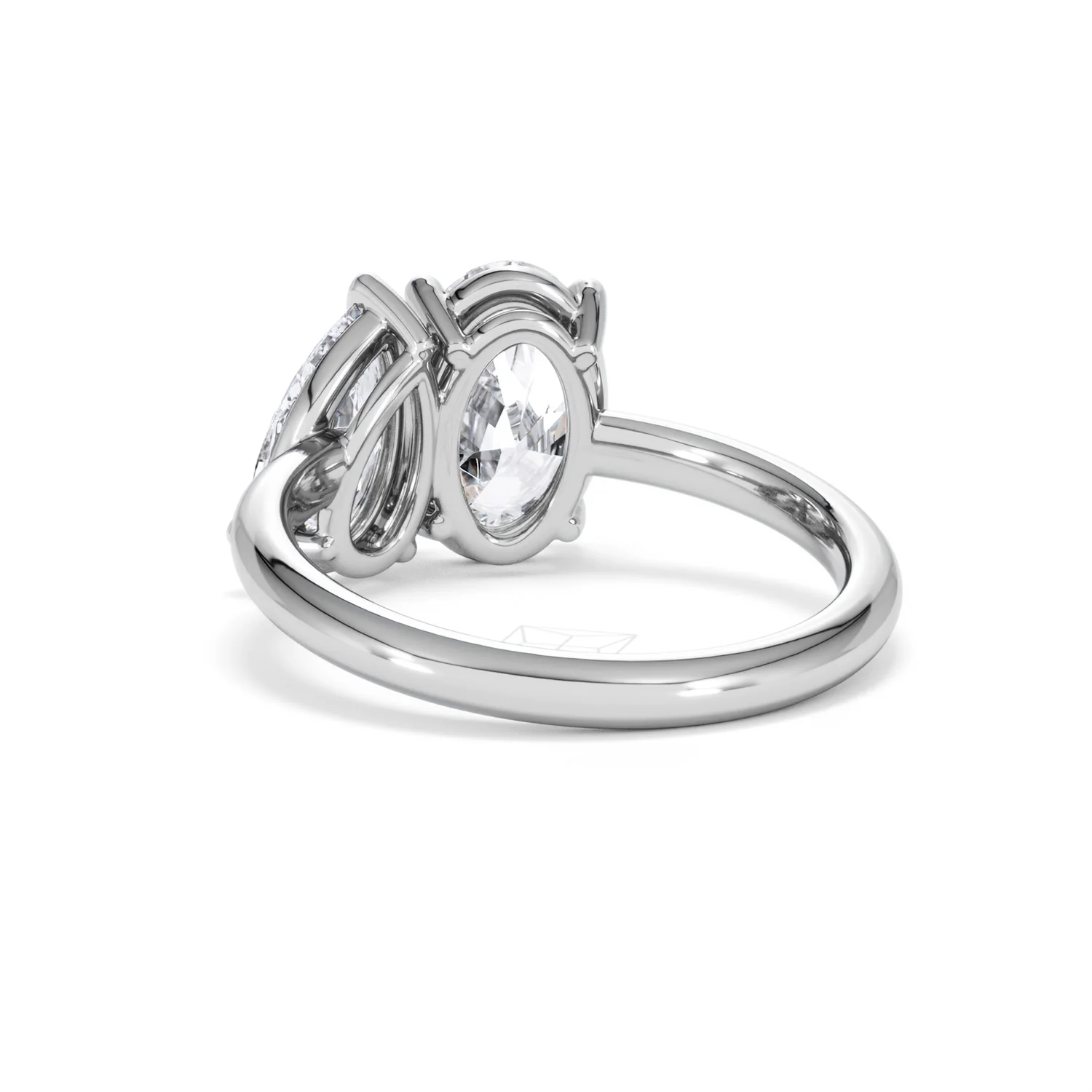 Toi Et Moi 3.00ct Oval and Pear Cut Lab Diamond Engagement Ring in Platinum - Image 55