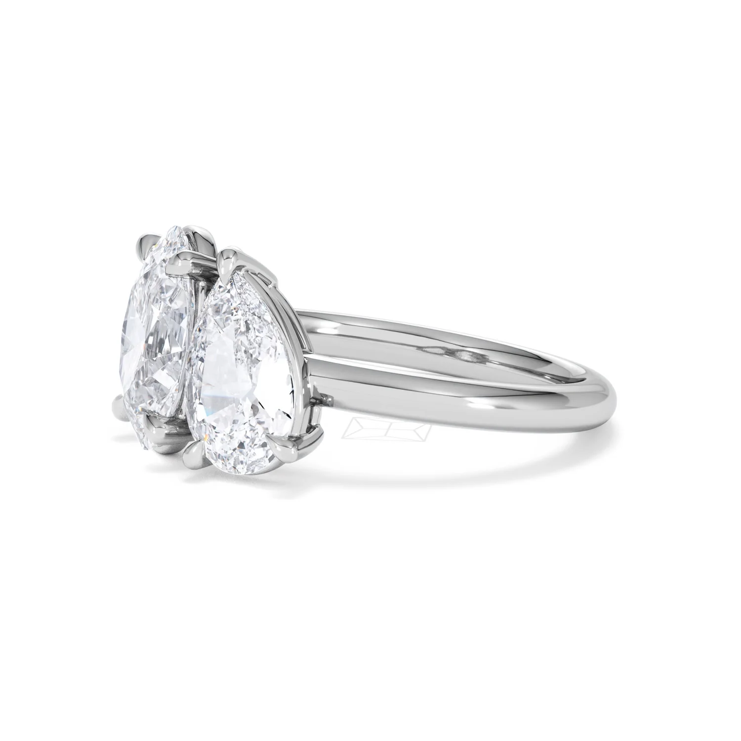 Toi Et Moi 3.00ct Oval and Pear Cut Lab Diamond Engagement Ring in Platinum - Image 77