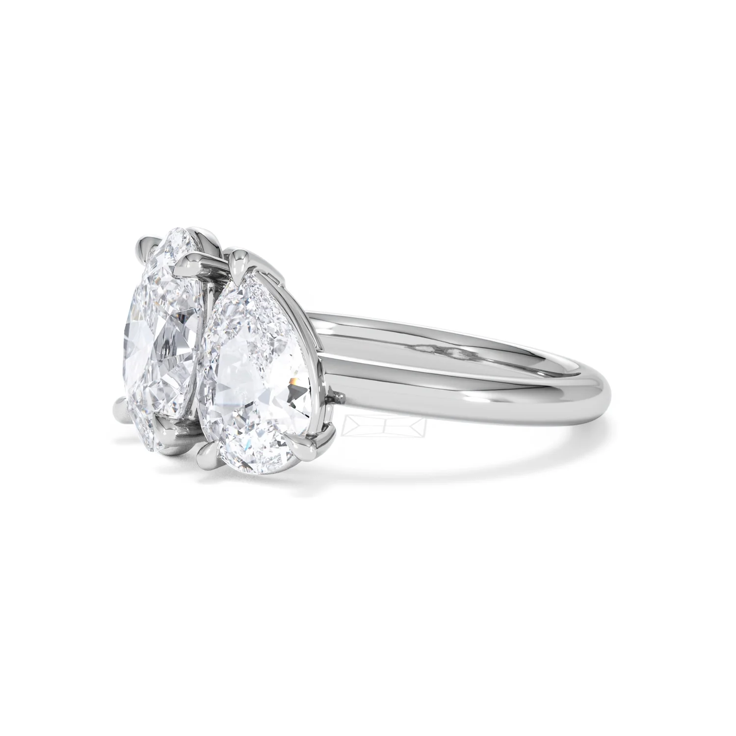 Toi Et Moi 3.00ct Oval and Pear Cut Lab Diamond Engagement Ring in Platinum - Image 78