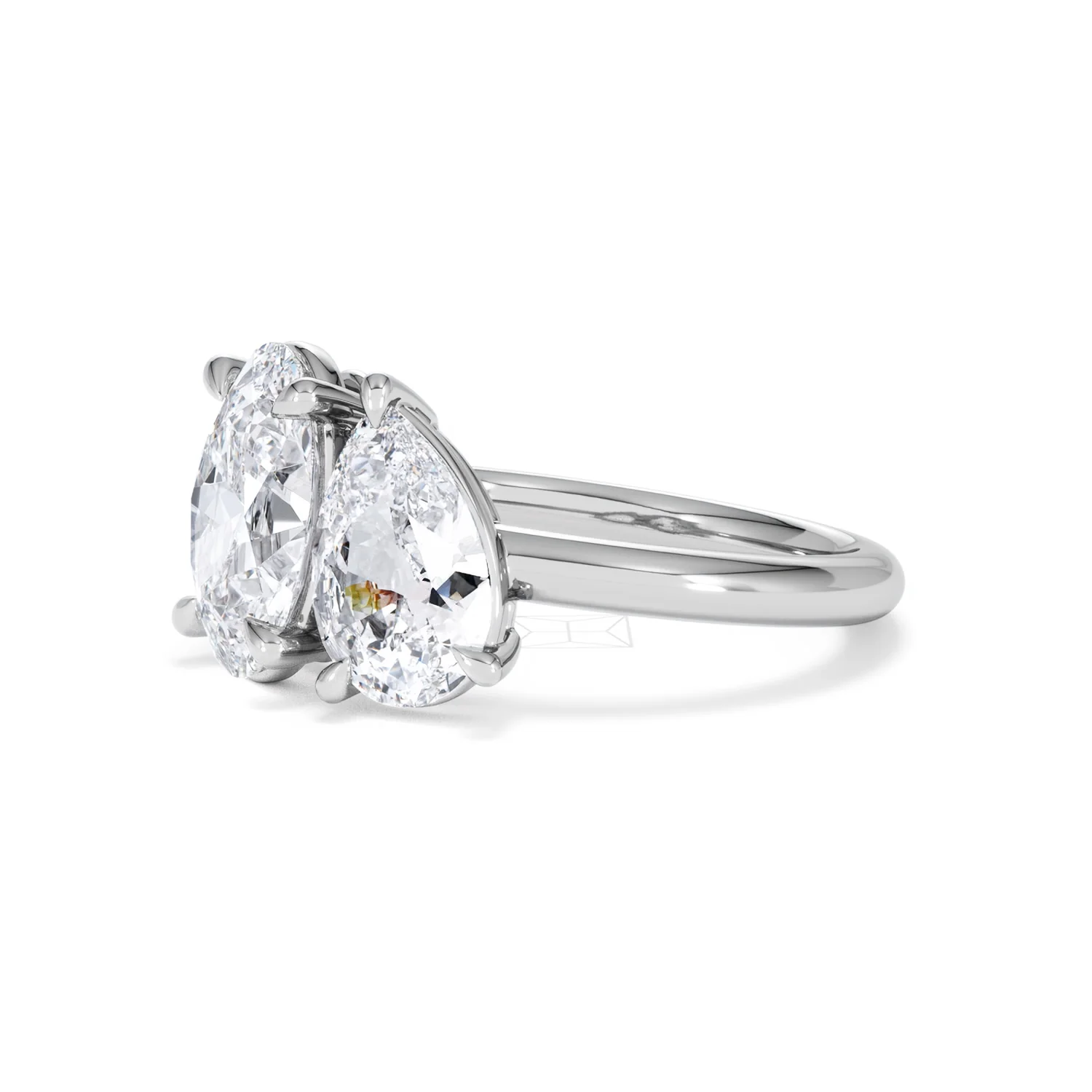 Toi Et Moi 3.00ct Oval and Pear Cut Lab Diamond Engagement Ring in Platinum - Image 79