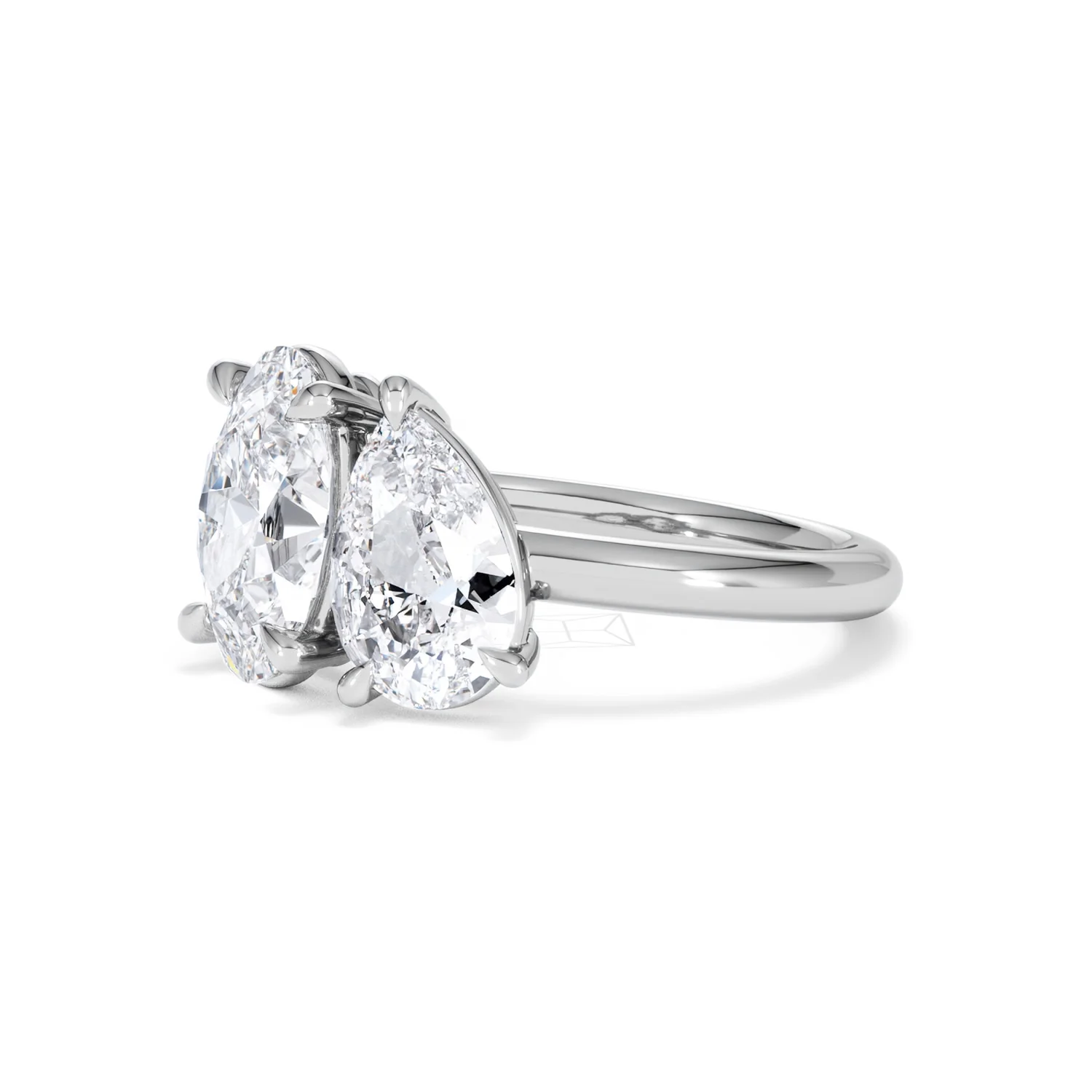 Toi Et Moi 3.00ct Oval and Pear Cut Lab Diamond Engagement Ring in Platinum - Image 80