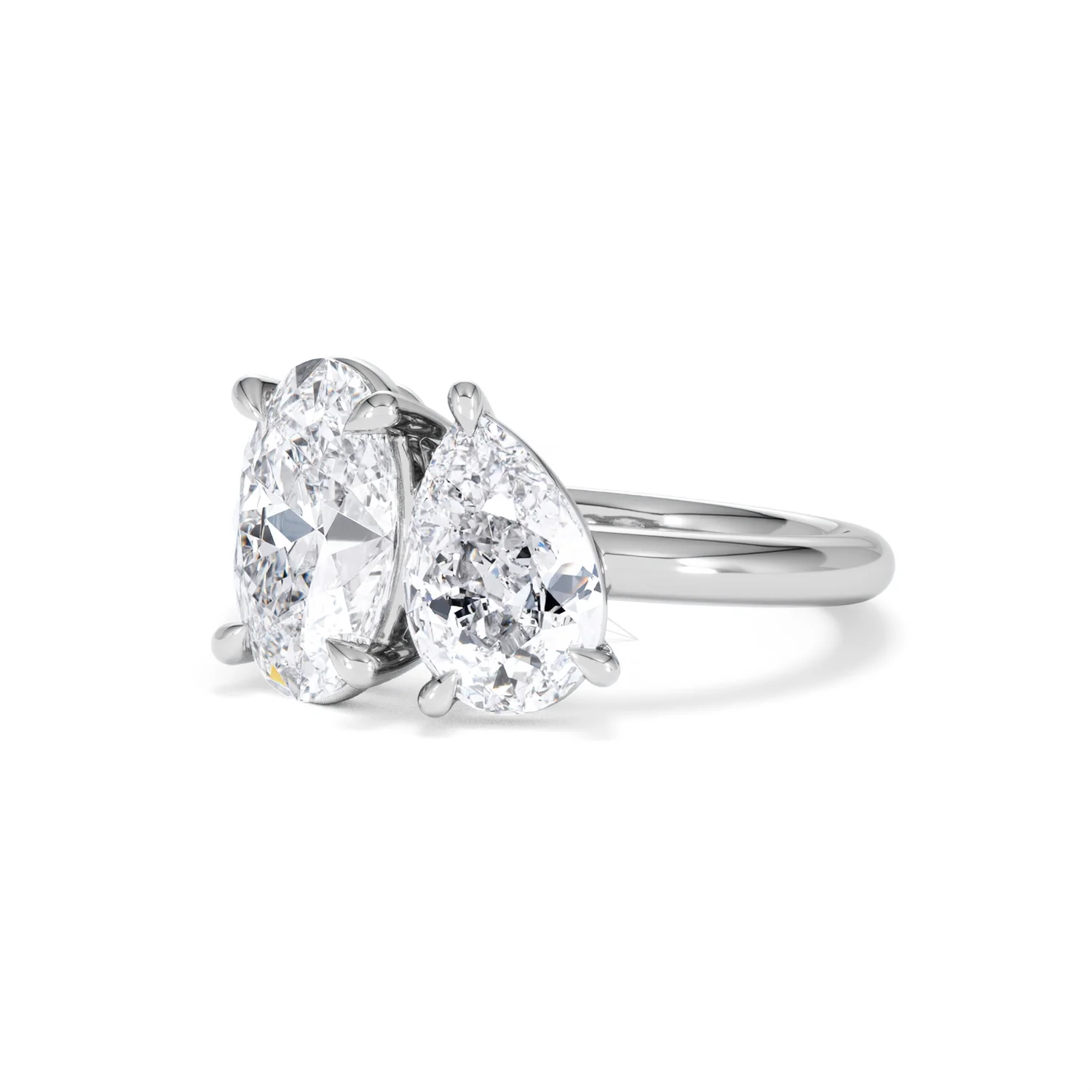 Toi Et Moi 3.00ct Oval and Pear Cut Lab Diamond Engagement Ring in Platinum - Image 83