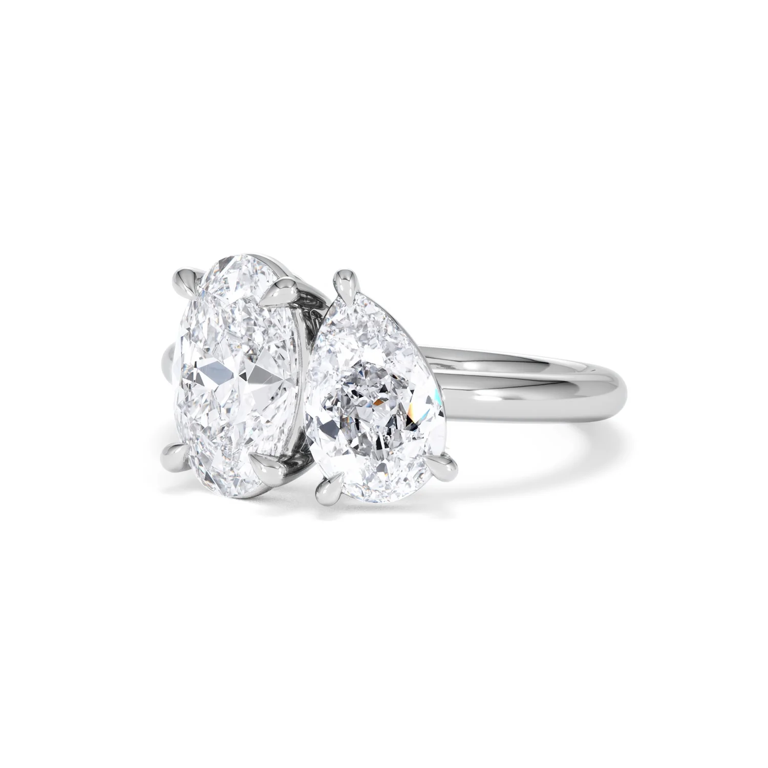 Toi Et Moi 3.00ct Oval and Pear Cut Lab Diamond Engagement Ring in Platinum - Image 84