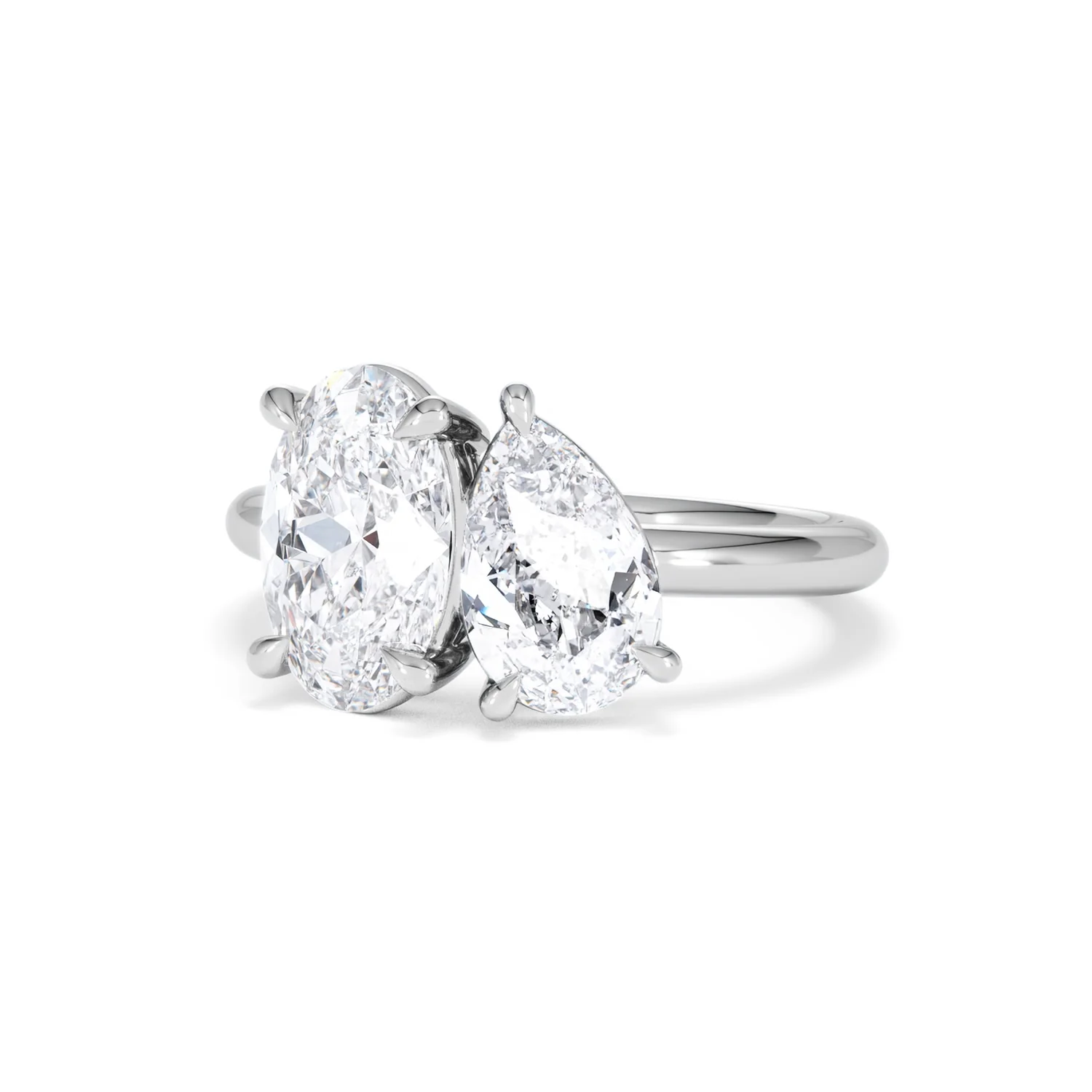 Toi Et Moi 3.00ct Oval and Pear Cut Lab Diamond Engagement Ring in Platinum - Image 85