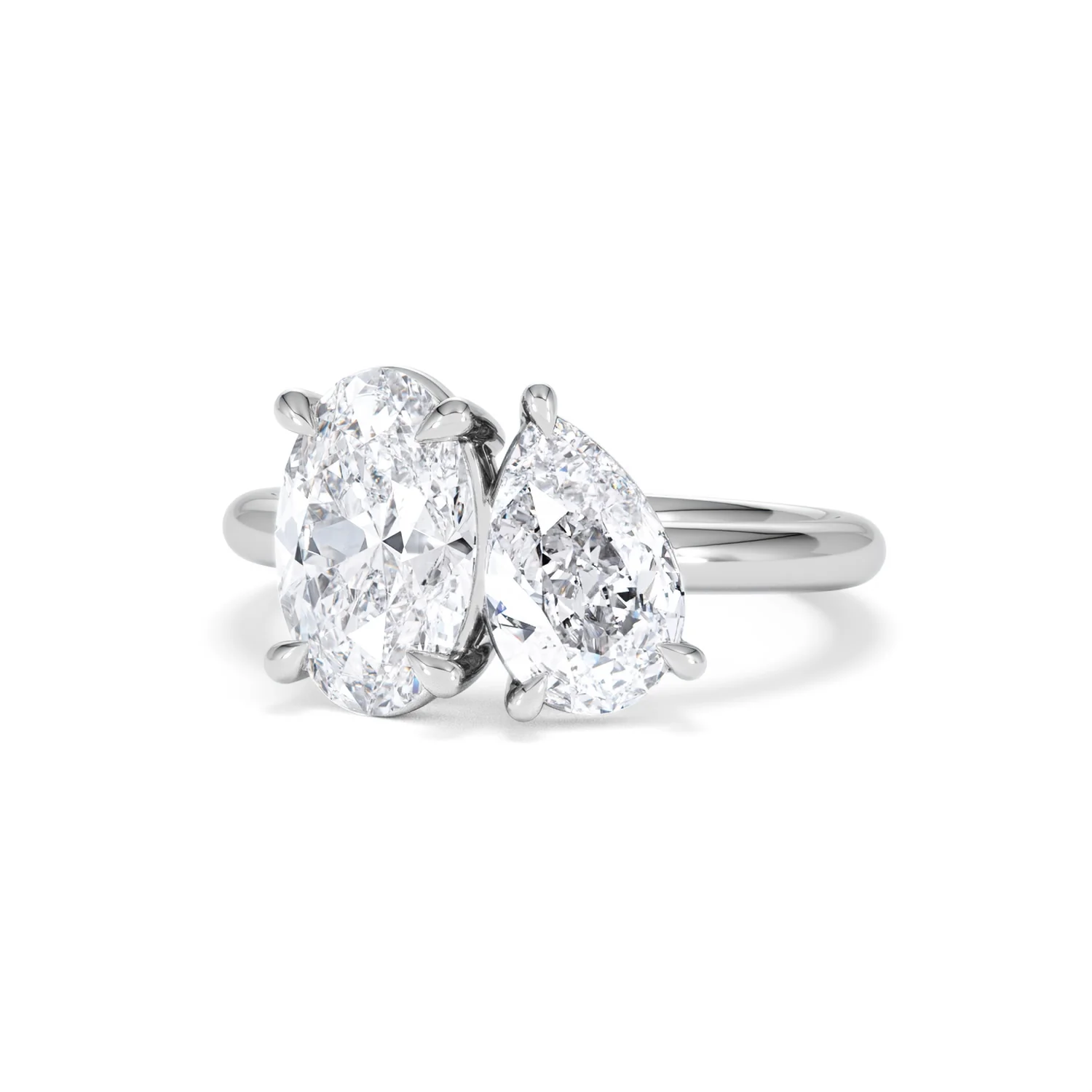 Toi Et Moi 3.00ct Oval and Pear Cut Lab Diamond Engagement Ring in Platinum - Image 86