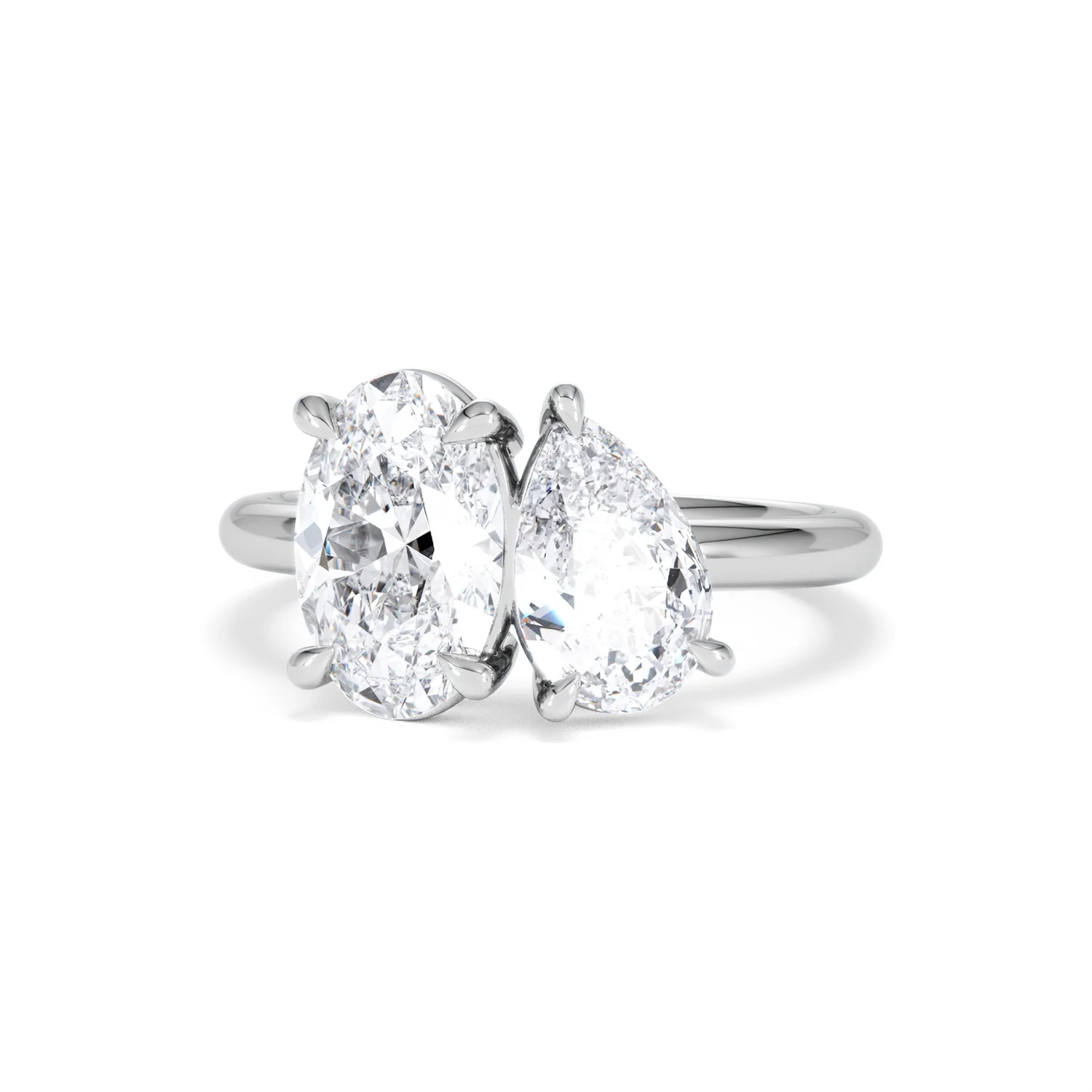 Toi Et Moi 3.00ct Oval and Pear Cut Lab Diamond Engagement Ring in Platinum - Image 87