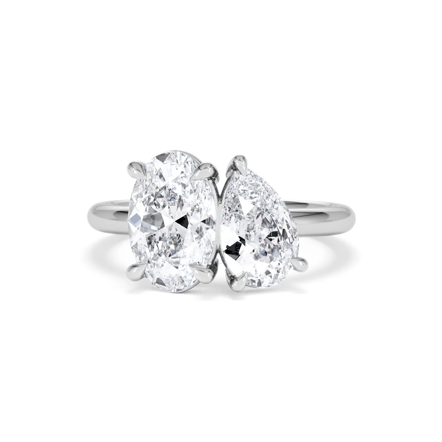 Toi Et Moi 3.00ct Oval and Pear Cut Lab Diamond Engagement Ring in Platinum - Image 88