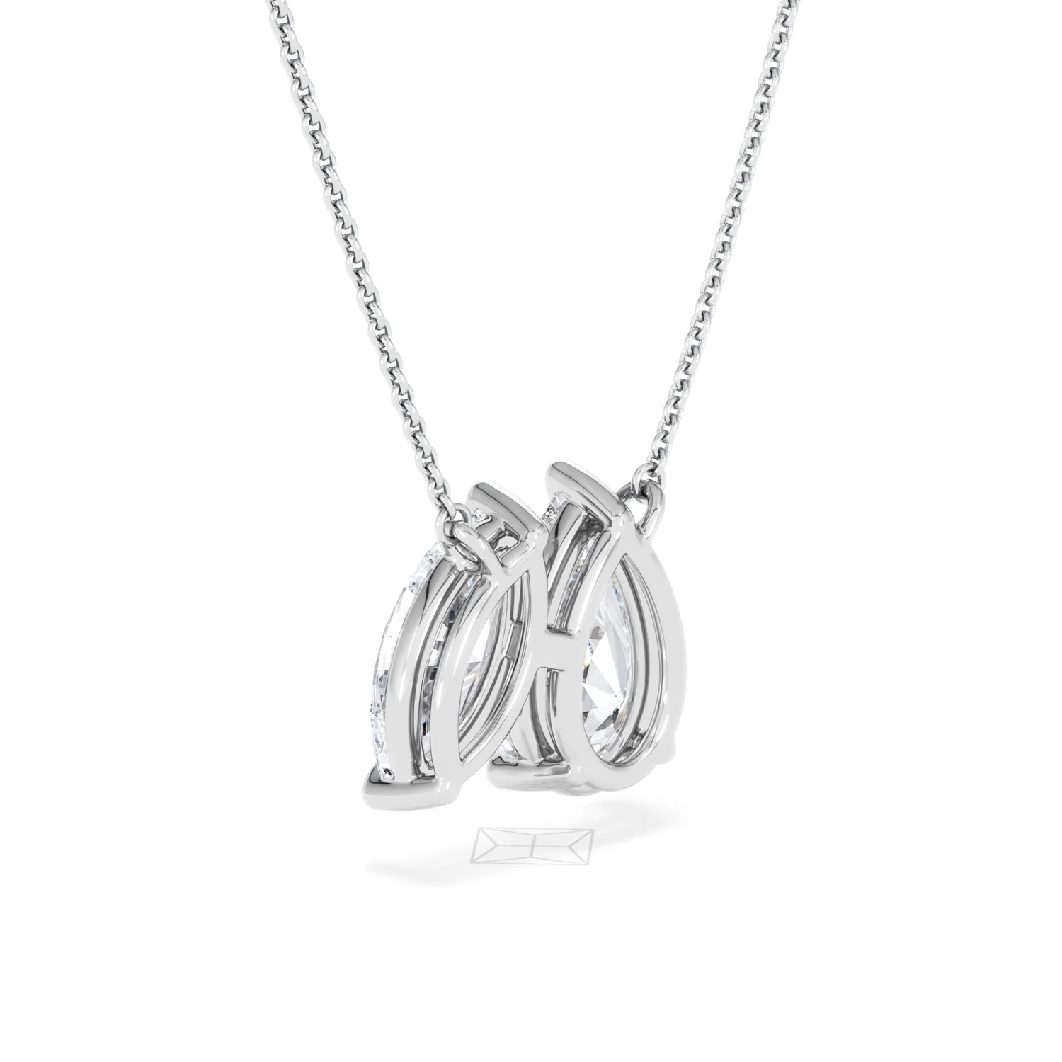 Toi Et Moi 3.00ct Pear and Marquise Cut Lab Diamond 2 Stone Necklace in 18k White Gold - Image 10