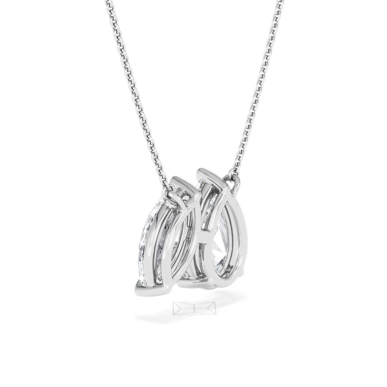 Toi Et Moi 3.00ct Pear and Marquise Cut Lab Diamond 2 Stone Necklace in 18k White Gold - Image 11