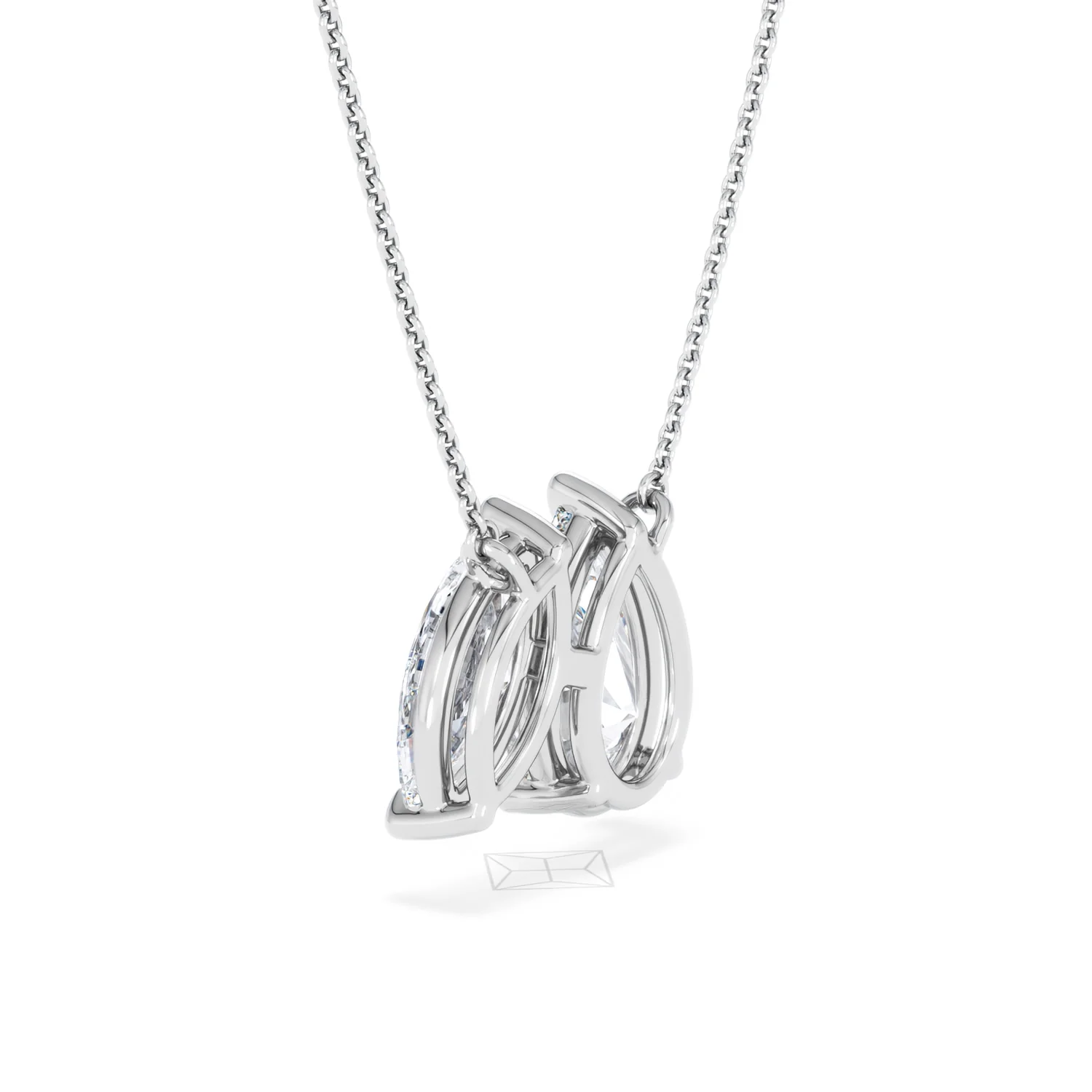 Toi Et Moi 3.00ct Pear and Marquise Cut Lab Diamond 2 Stone Necklace in 18k White Gold - Image 12