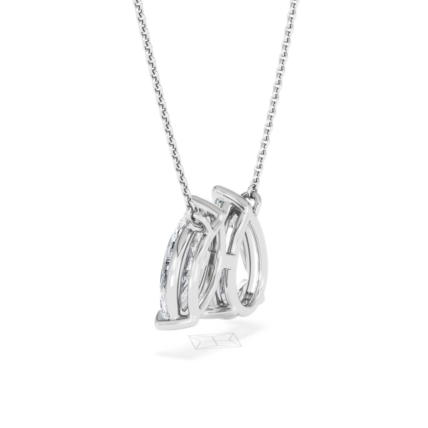 Toi Et Moi 3.00ct Pear and Marquise Cut Lab Diamond 2 Stone Necklace in 18k White Gold - Image 13