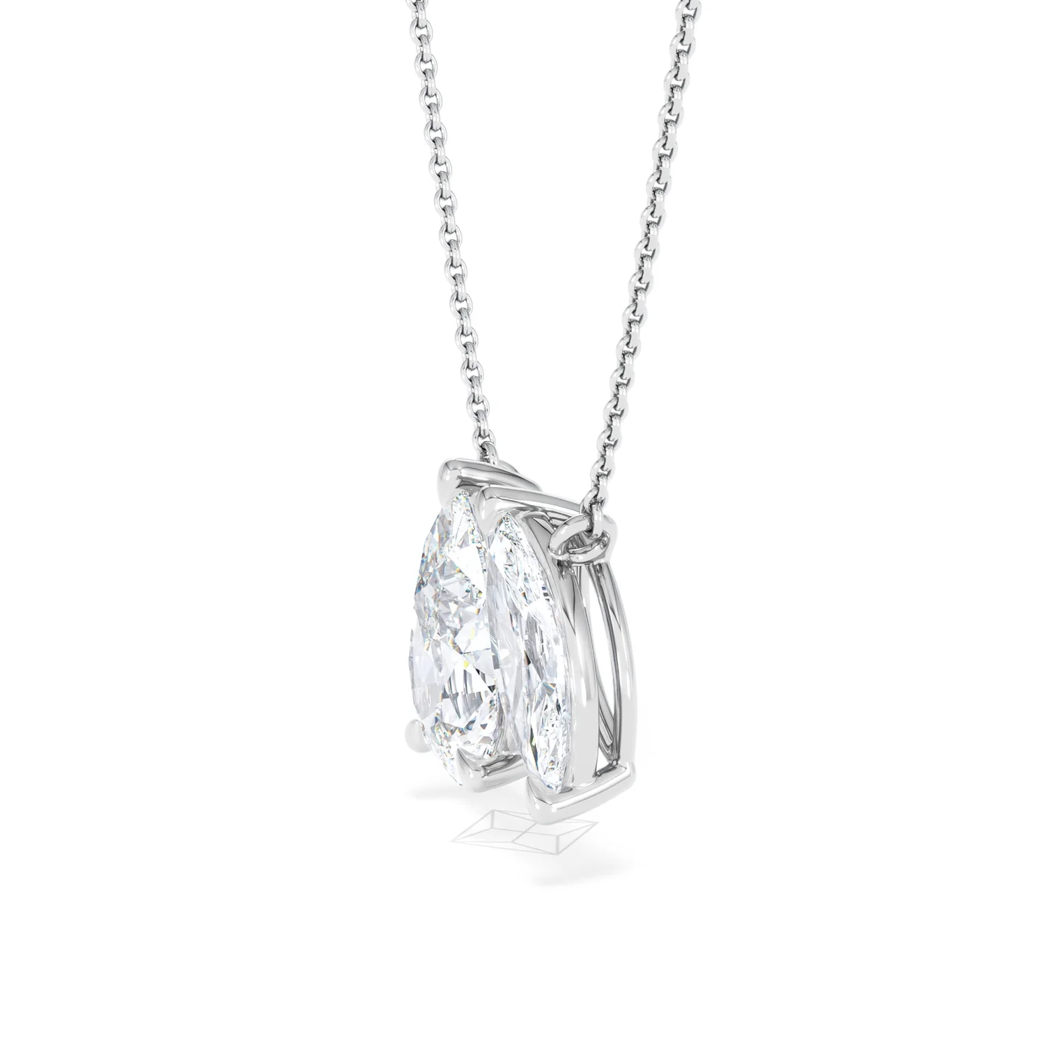 Toi Et Moi 3.00ct Pear and Marquise Cut Lab Diamond 2 Stone Necklace in 18k White Gold - Image 26