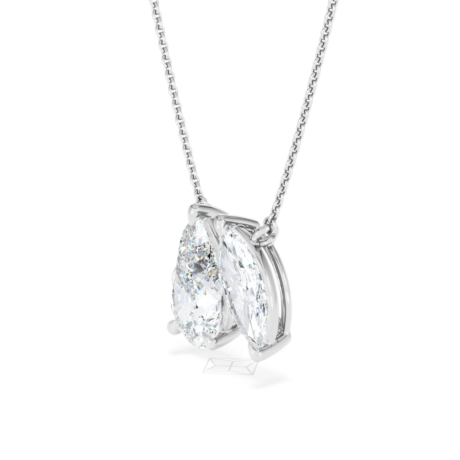 Toi Et Moi 3.00ct Pear and Marquise Cut Lab Diamond 2 Stone Necklace in 18k White Gold - Image 29