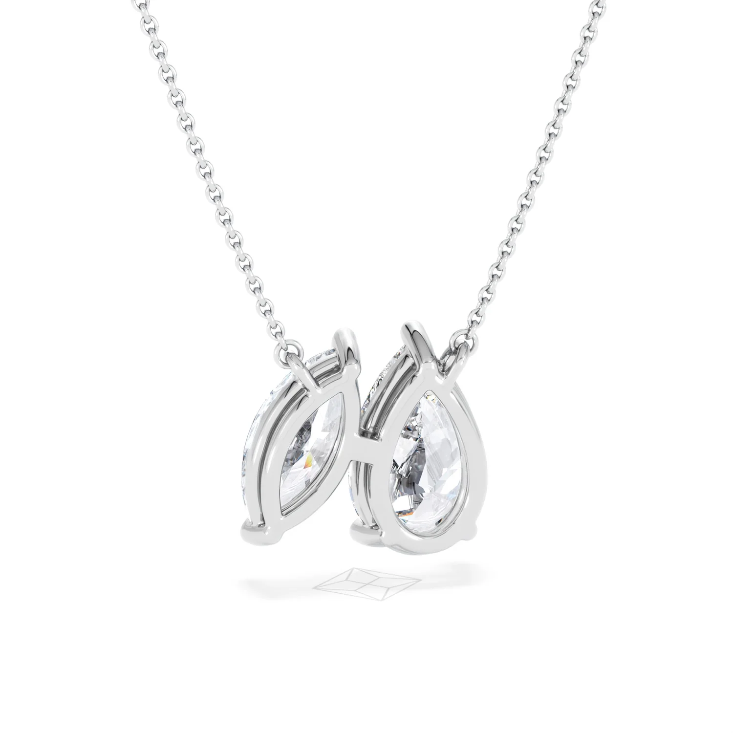 Toi Et Moi 3.00ct Pear and Marquise Cut Lab Diamond 2 Stone Necklace in 18k White Gold - Image 4