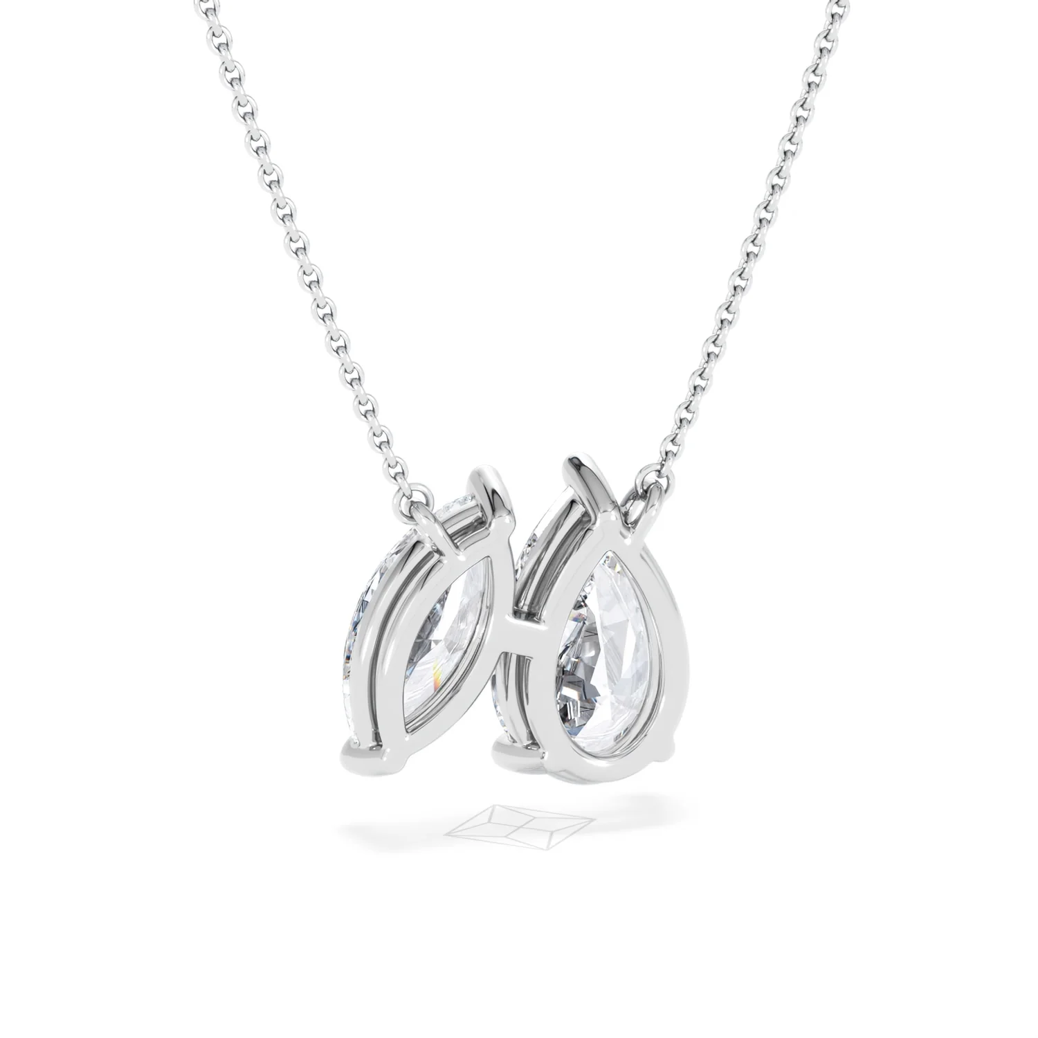 Toi Et Moi 3.00ct Pear and Marquise Cut Lab Diamond 2 Stone Necklace in 18k White Gold - Image 5