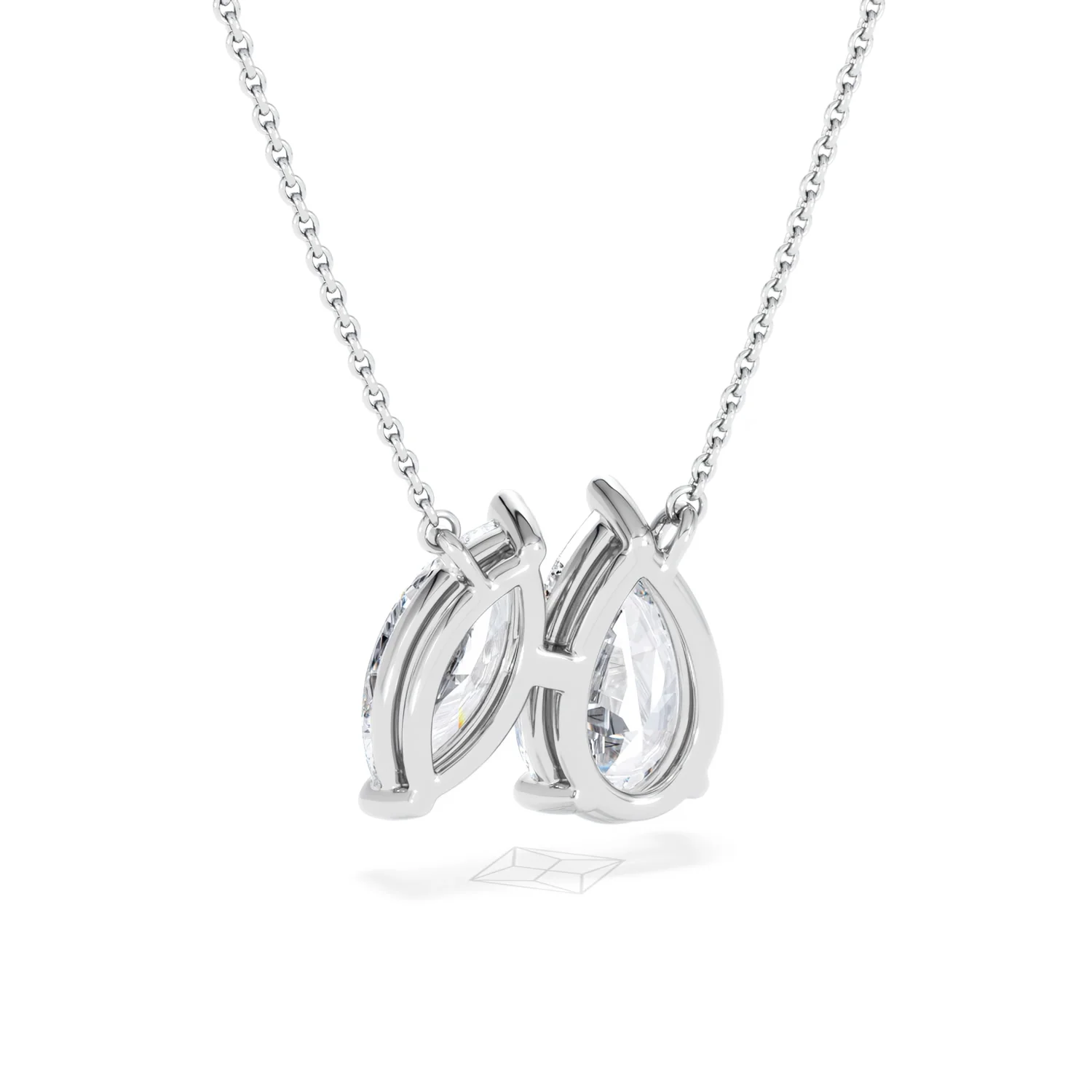 Toi Et Moi 3.00ct Pear and Marquise Cut Lab Diamond 2 Stone Necklace in 18k White Gold - Image 6