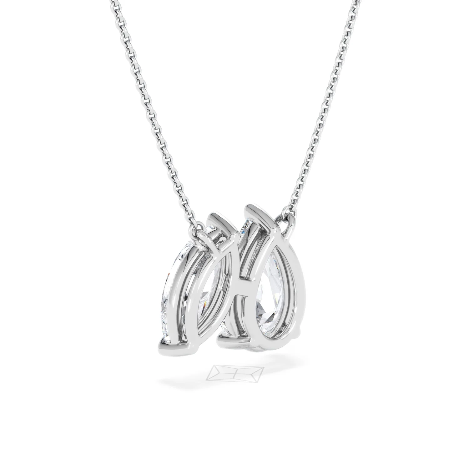 Toi Et Moi 3.00ct Pear and Marquise Cut Lab Diamond 2 Stone Necklace in 18k White Gold - Image 9