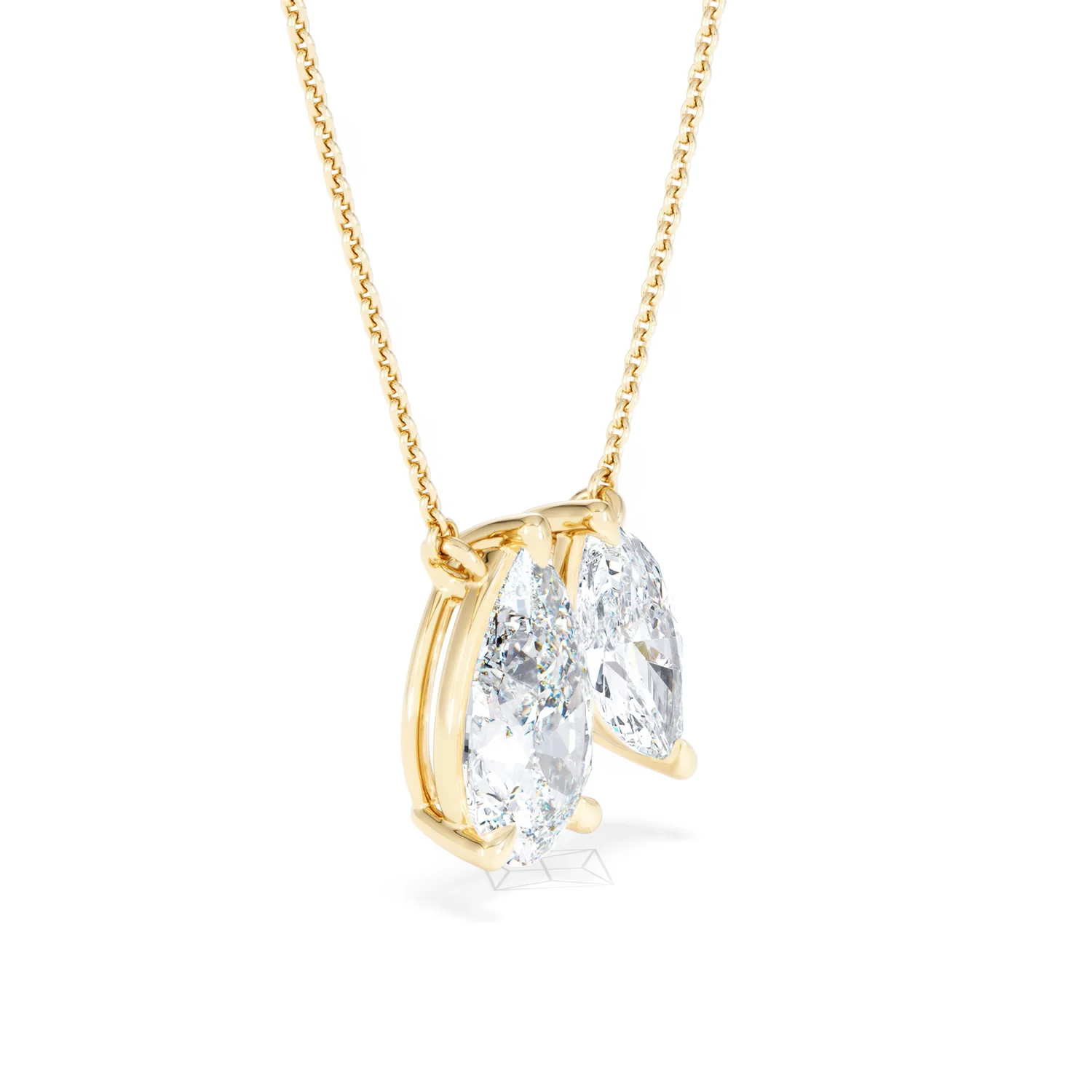 Toi Et Moi 3.00ct Pear and Marquise Cut Lab Diamond 2 Stone Necklace in 18k Yellow Gold - Image 20