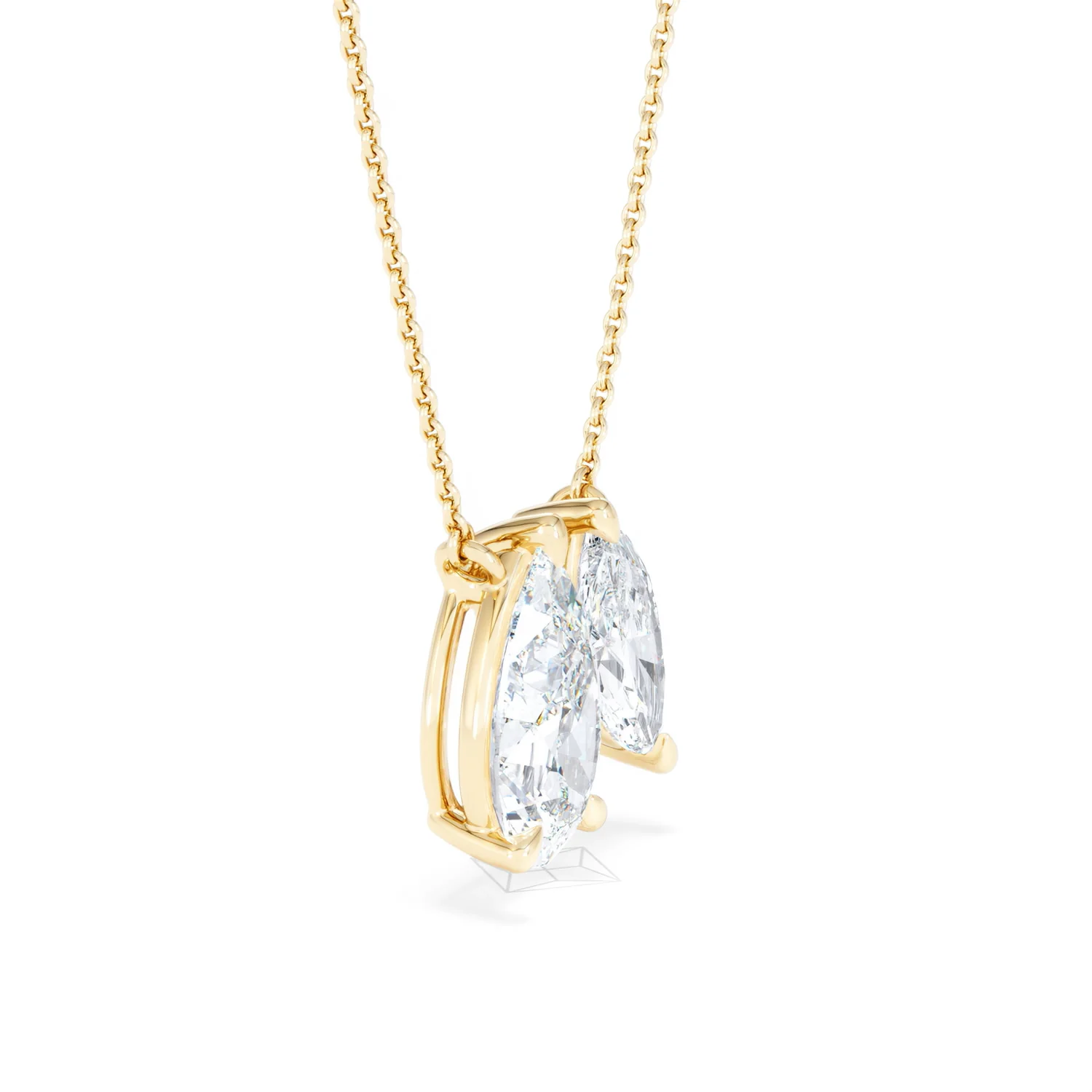 Toi Et Moi 3.00ct Pear and Marquise Cut Lab Diamond 2 Stone Necklace in 18k Yellow Gold - Image 22