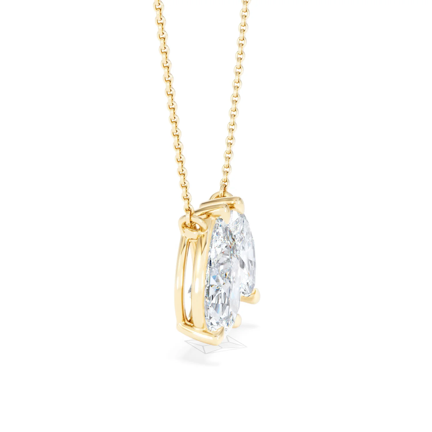 Toi Et Moi 3.00ct Pear and Marquise Cut Lab Diamond 2 Stone Necklace in 18k Yellow Gold - Image 24