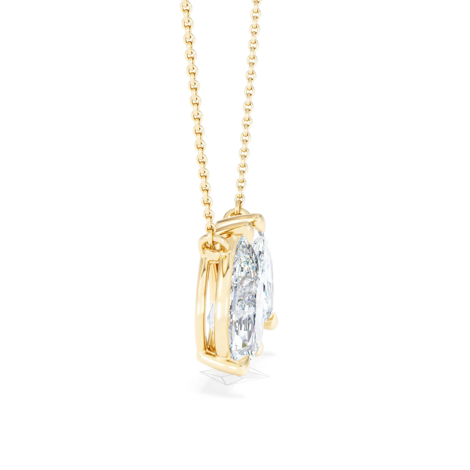 Toi Et Moi 3.00ct Pear and Marquise Cut Lab Diamond 2 Stone Necklace in 18k Yellow Gold - Image 25