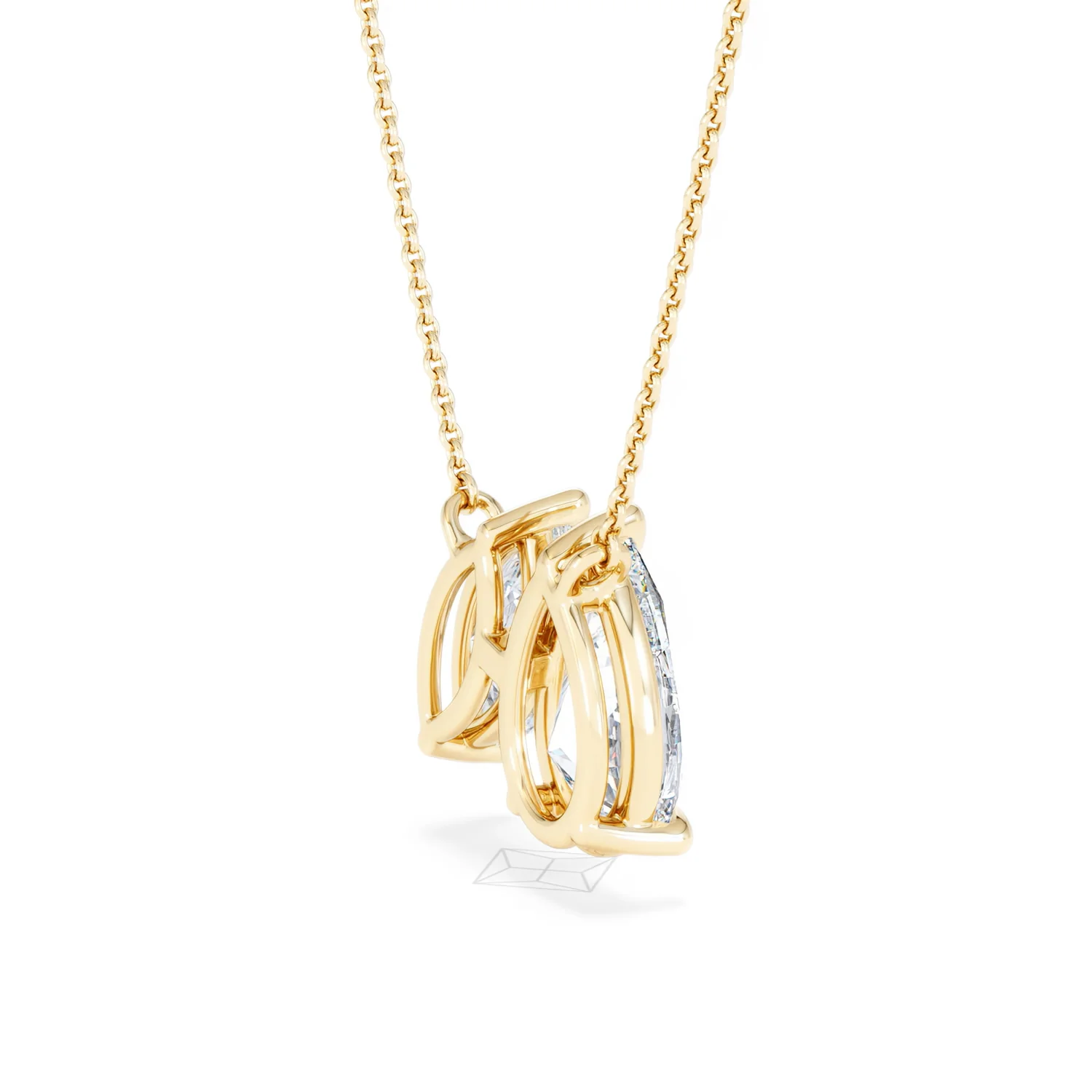 Toi Et Moi 3.00ct Pear and Marquise Cut Lab Diamond 2 Stone Necklace in 18k Yellow Gold - Image 35