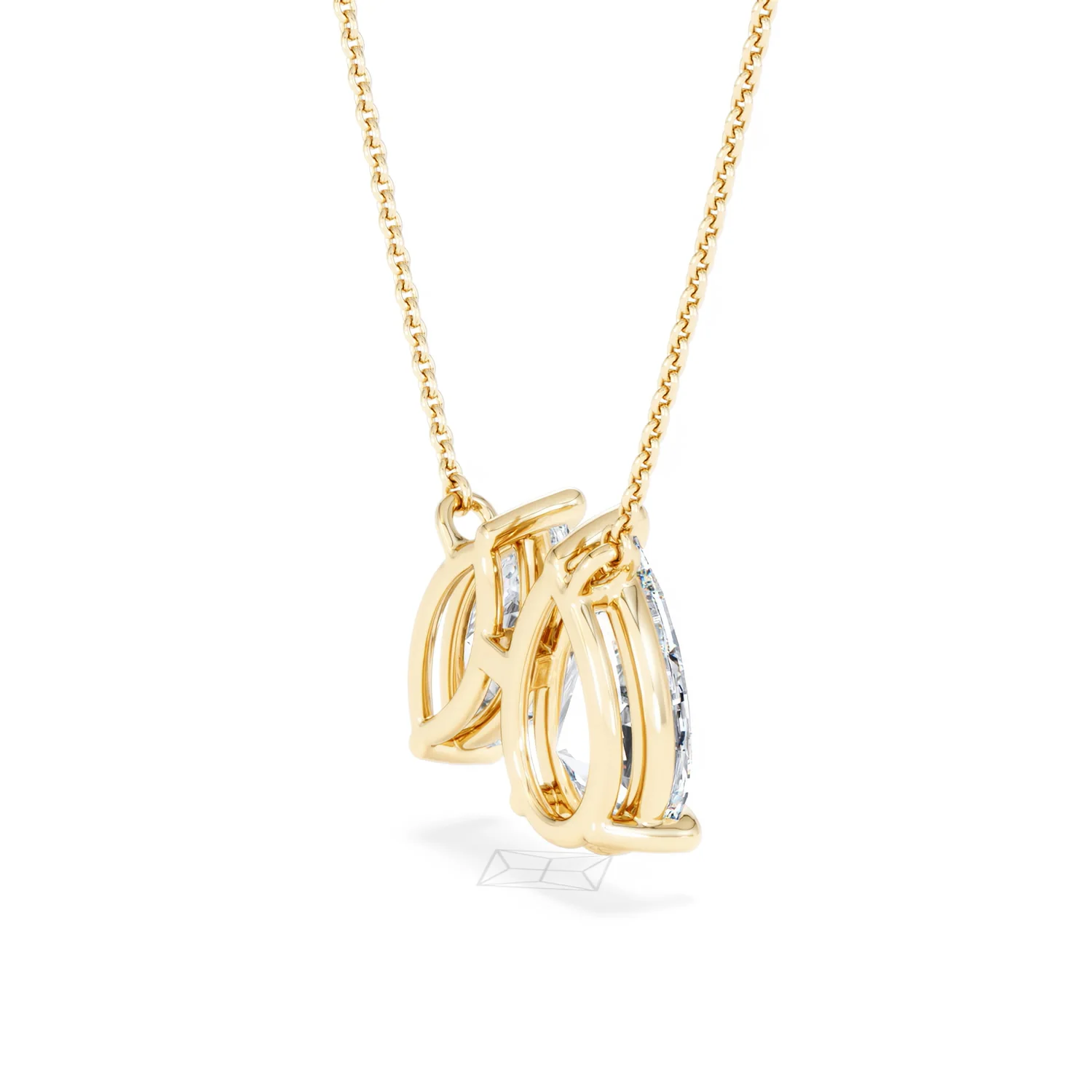 Toi Et Moi 3.00ct Pear and Marquise Cut Lab Diamond 2 Stone Necklace in 18k Yellow Gold - Image 36