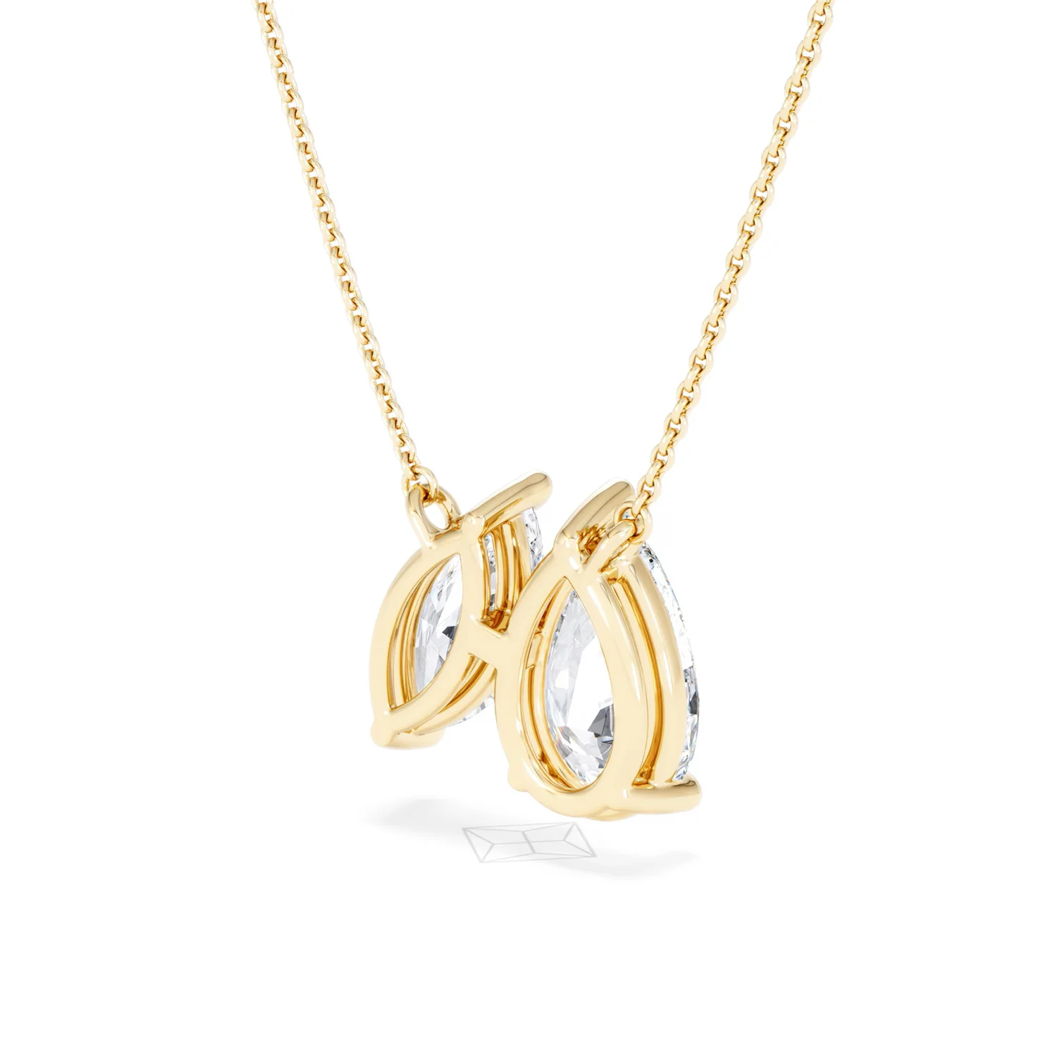 Toi Et Moi 3.00ct Pear and Marquise Cut Lab Diamond 2 Stone Necklace in 18k Yellow Gold - Image 40