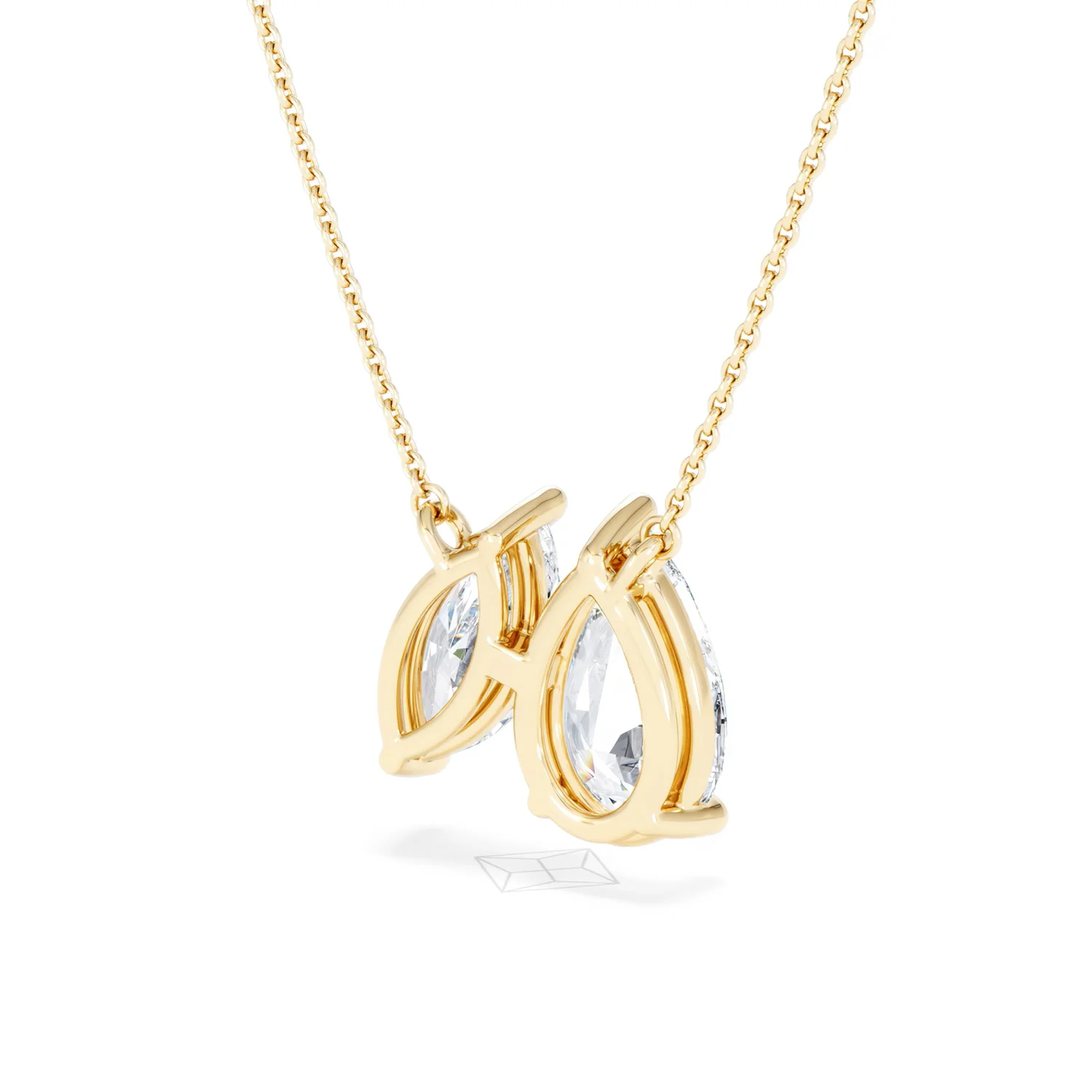 Toi Et Moi 3.00ct Pear and Marquise Cut Lab Diamond 2 Stone Necklace in 18k Yellow Gold - Image 41