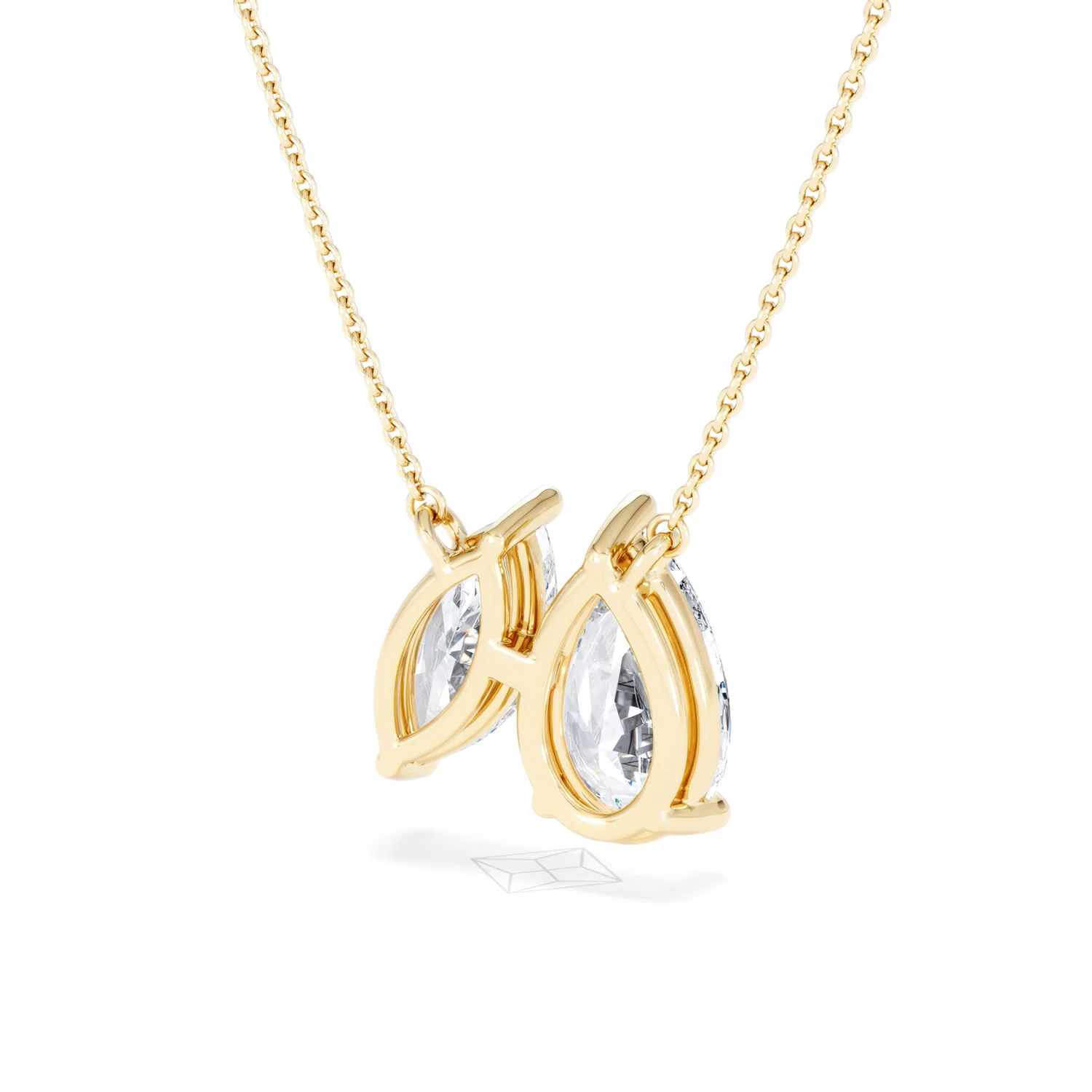 Toi Et Moi 3.00ct Pear and Marquise Cut Lab Diamond 2 Stone Necklace in 18k Yellow Gold - Image 42