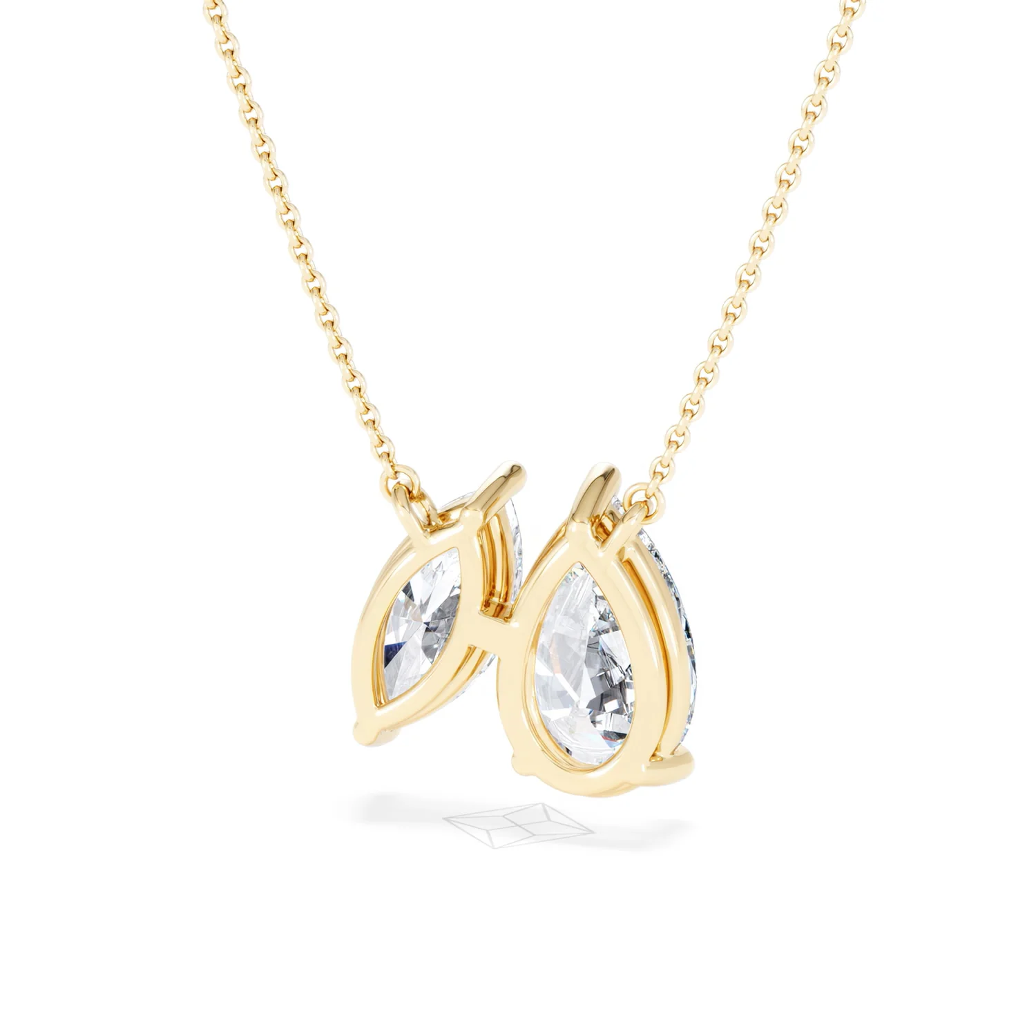 Toi Et Moi 3.00ct Pear and Marquise Cut Lab Diamond 2 Stone Necklace in 18k Yellow Gold - Image 44