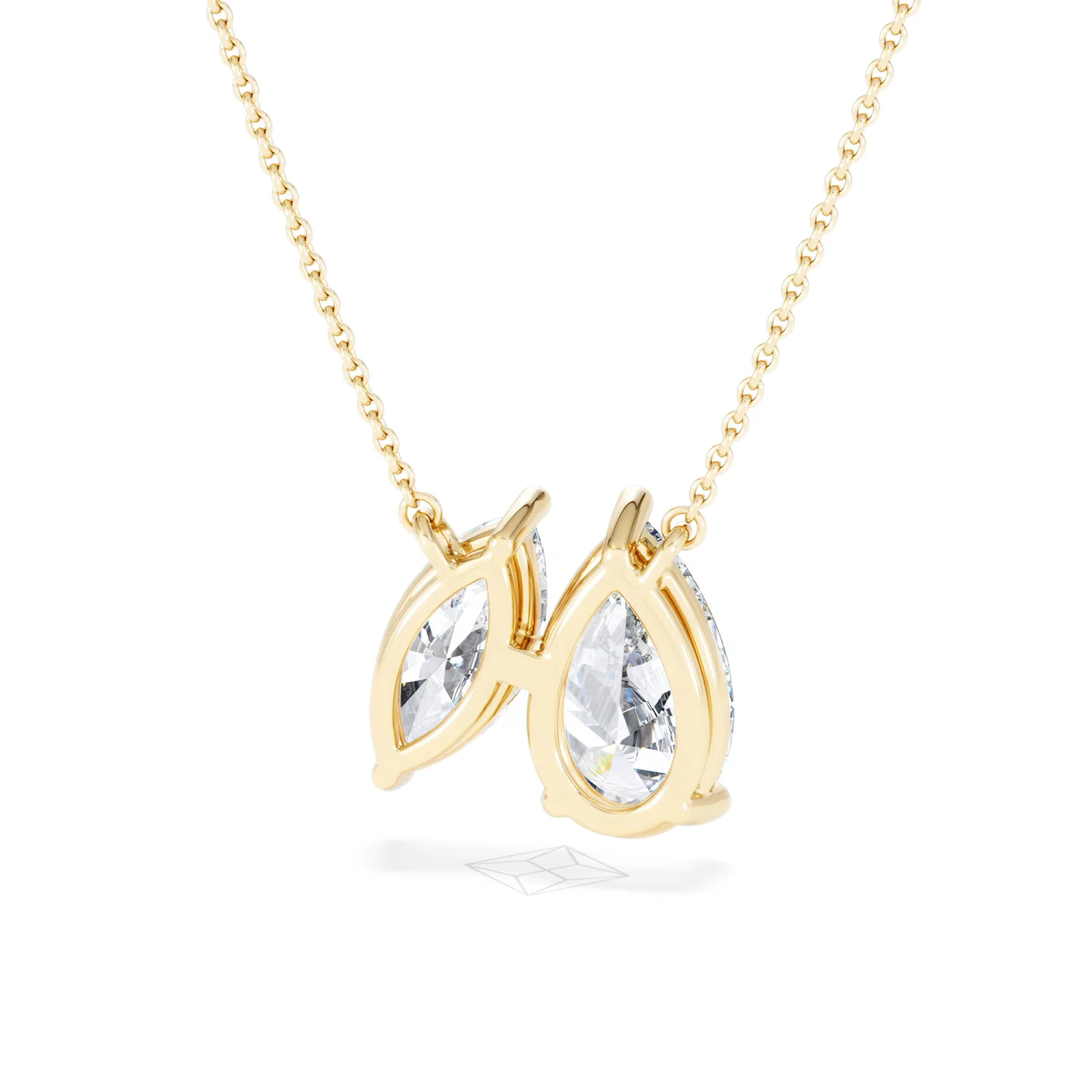 Toi Et Moi 3.00ct Pear and Marquise Cut Lab Diamond 2 Stone Necklace in 18k Yellow Gold - Image 45