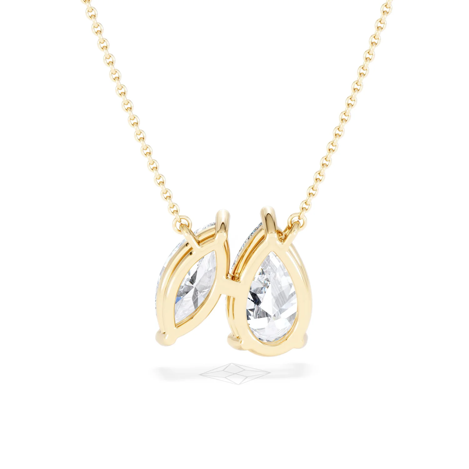 Toi Et Moi 3.00ct Pear and Marquise Cut Lab Diamond 2 Stone Necklace in 18k Yellow Gold - Image 49