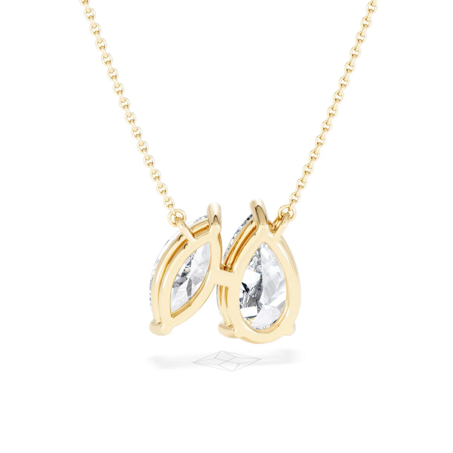 Toi Et Moi 3.00ct Pear and Marquise Cut Lab Diamond 2 Stone Necklace in 18k Yellow Gold - Image 50