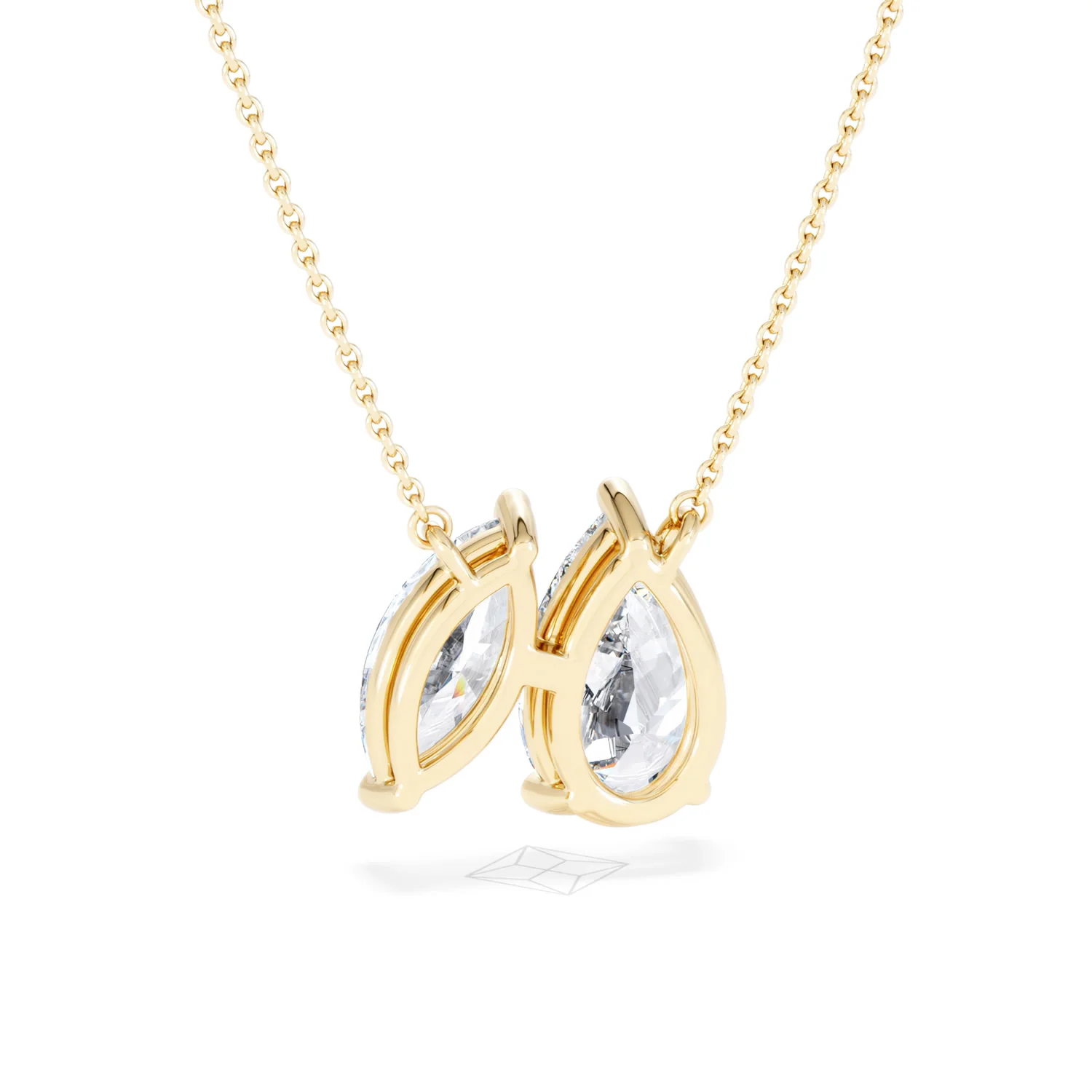 Toi Et Moi 3.00ct Pear and Marquise Cut Lab Diamond 2 Stone Necklace in 18k Yellow Gold - Image 51
