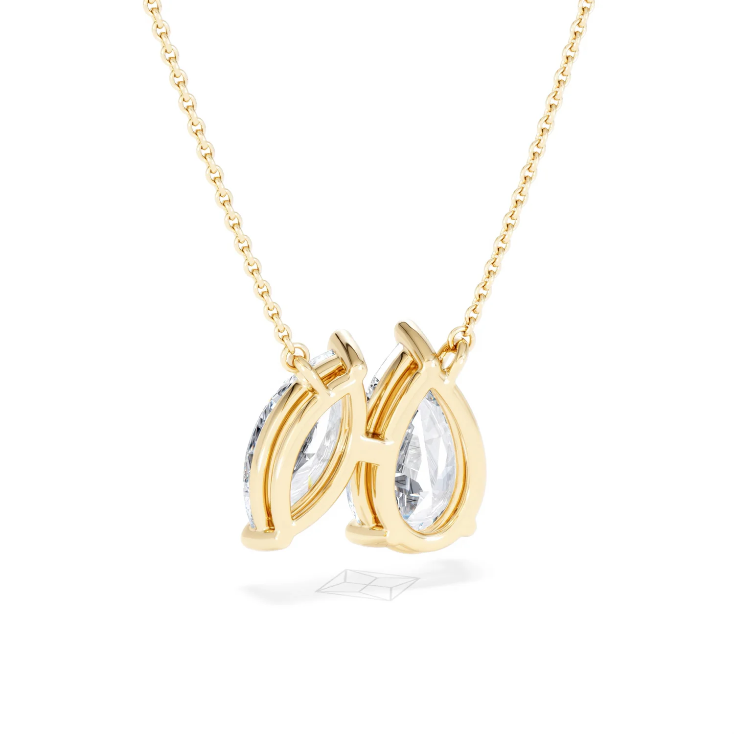 Toi Et Moi 3.00ct Pear and Marquise Cut Lab Diamond 2 Stone Necklace in 18k Yellow Gold - Image 53