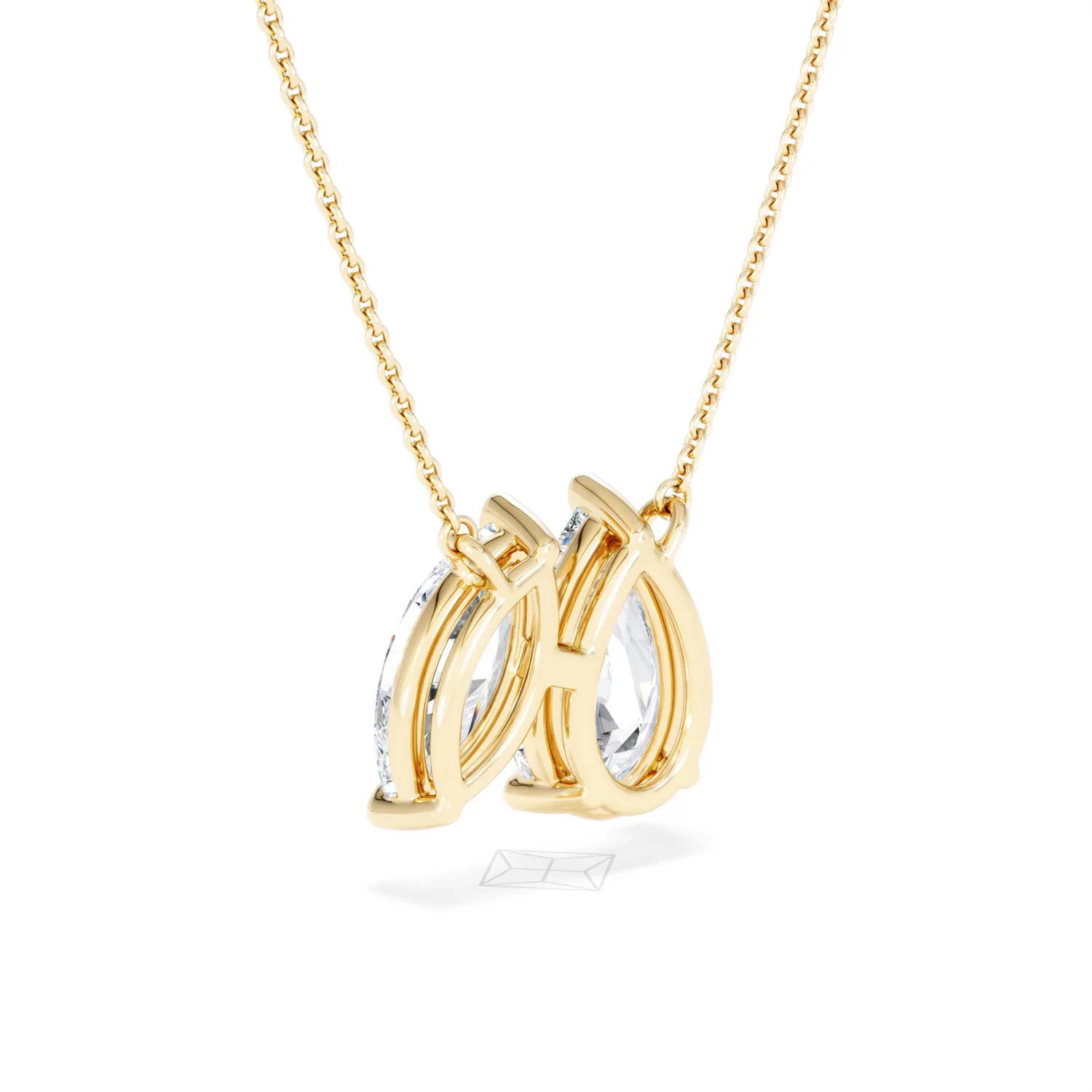 Toi Et Moi 3.00ct Pear and Marquise Cut Lab Diamond 2 Stone Necklace in 18k Yellow Gold - Image 56