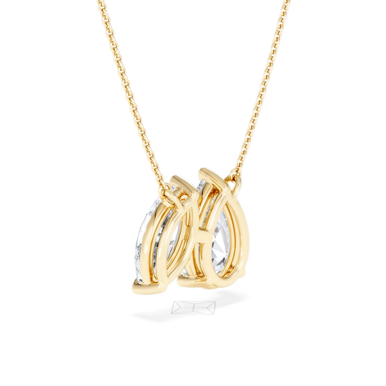 Toi Et Moi 3.00ct Pear and Marquise Cut Lab Diamond 2 Stone Necklace in 18k Yellow Gold - Image 57