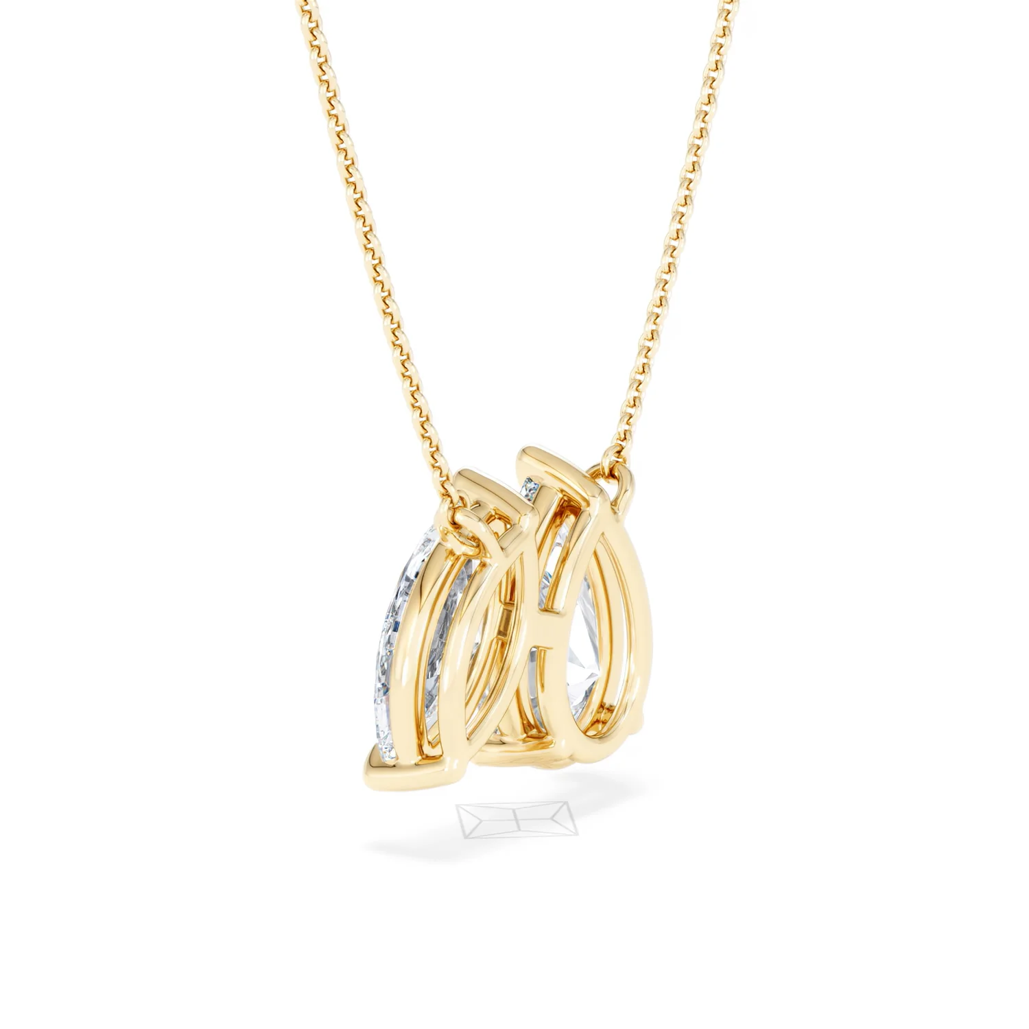 Toi Et Moi 3.00ct Pear and Marquise Cut Lab Diamond 2 Stone Necklace in 18k Yellow Gold - Image 59